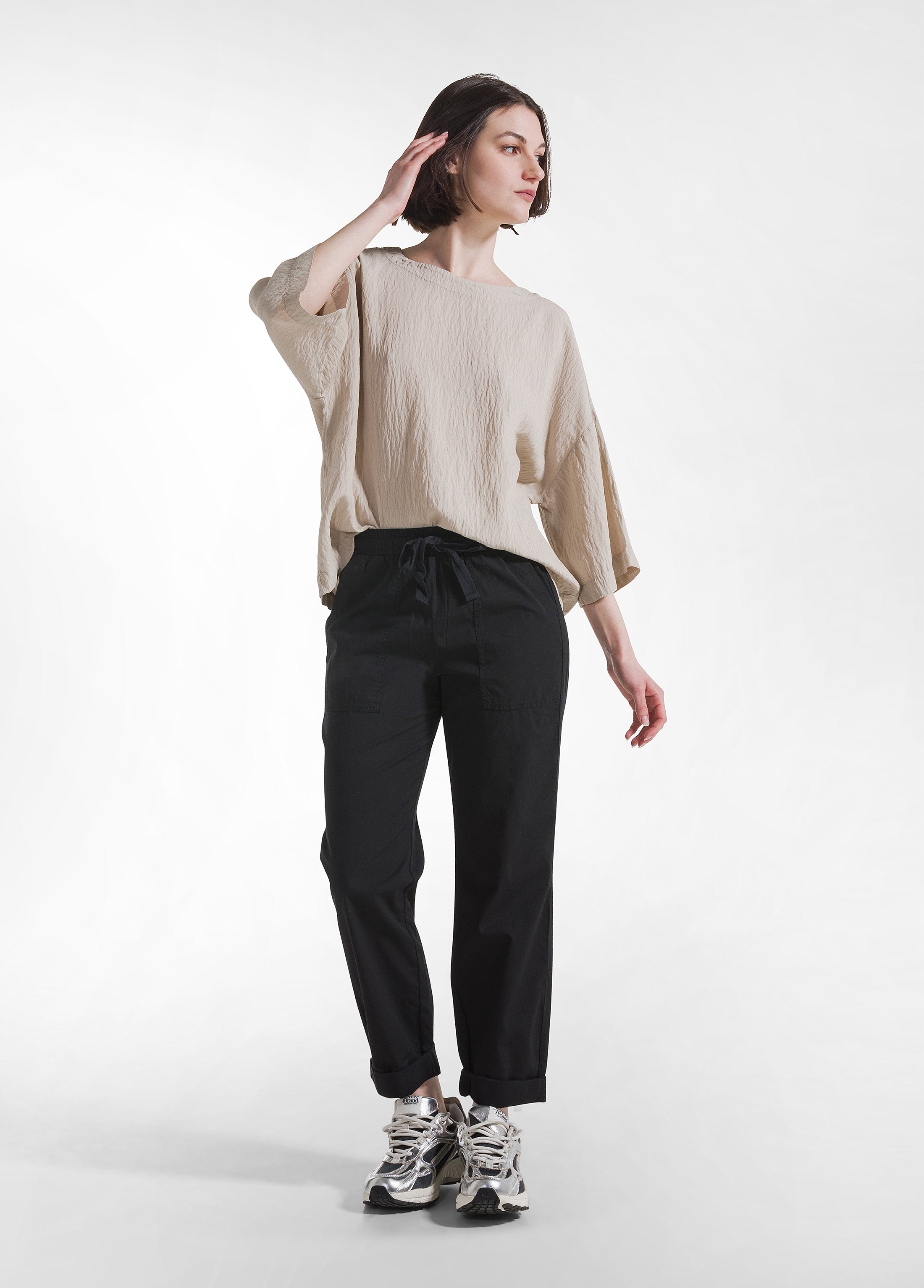 deha-t-shirt-ampia-in-viscosa-effetto-crinkle-beige image 4