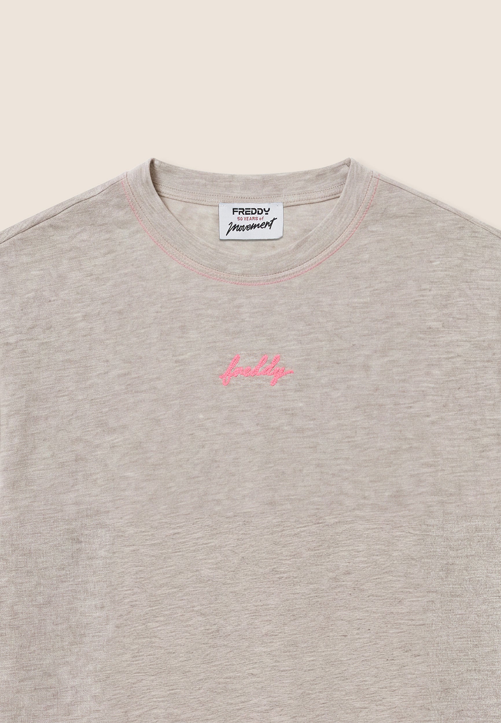freddy-t-shirt-comfort-donna-in-jersey-m-lange-con-dettagli-fluo image 6