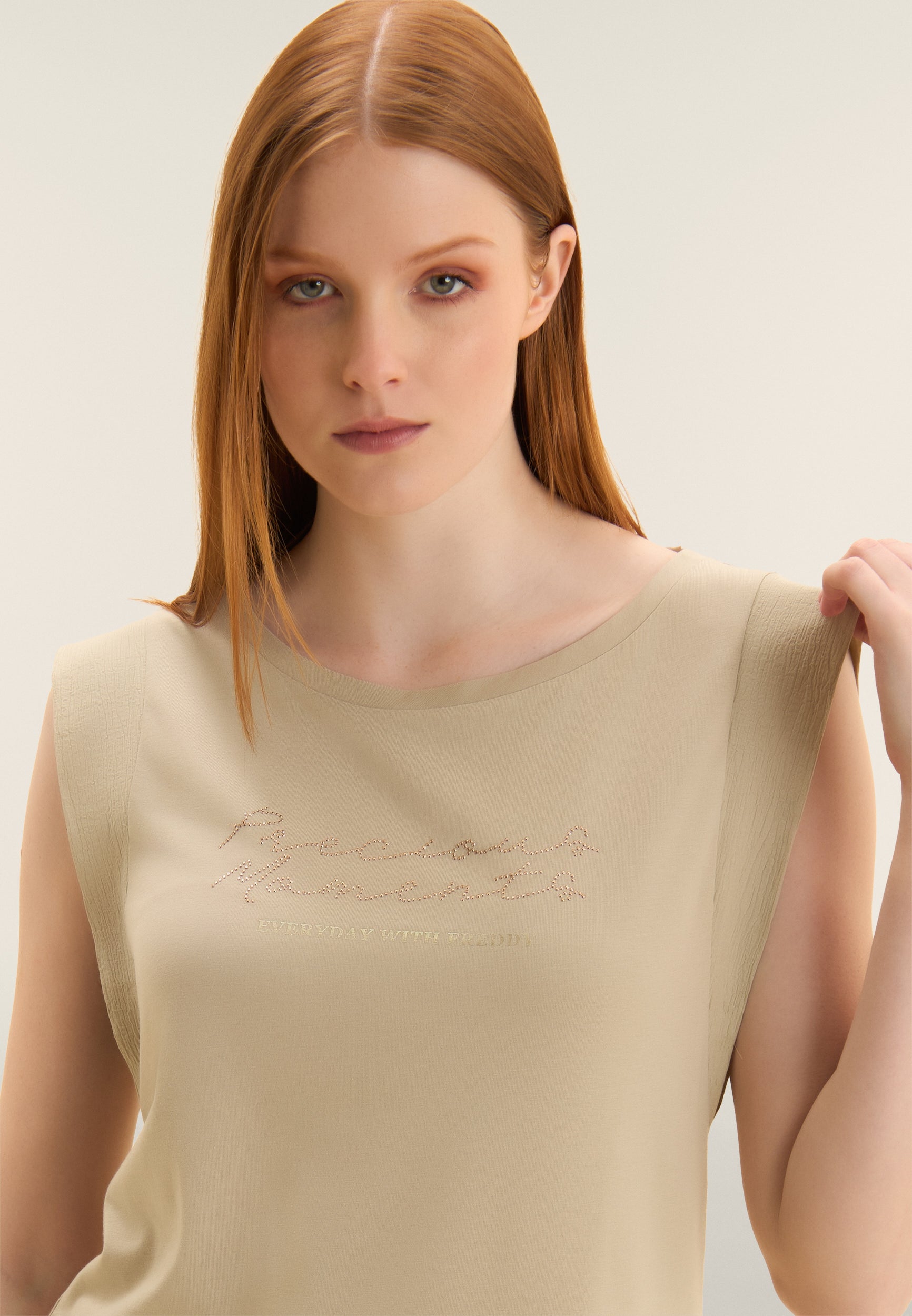 freddy-wr-up-t-shirt-regular-maniche-crinkle-con-scritta-gioiello-precious-momen image 4
