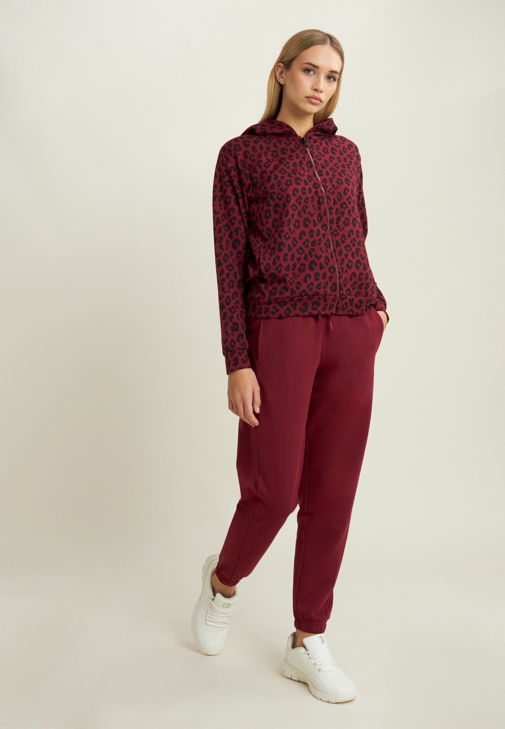 freddy-felpa-donna-leopardata-full-zip-con-cappuccio image 2