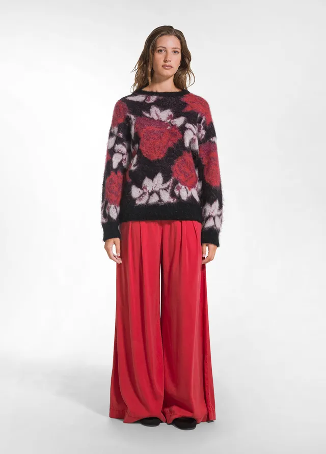 deha-d52438-pantalone-wide-leg-in-raso-stretch-rosso image 1