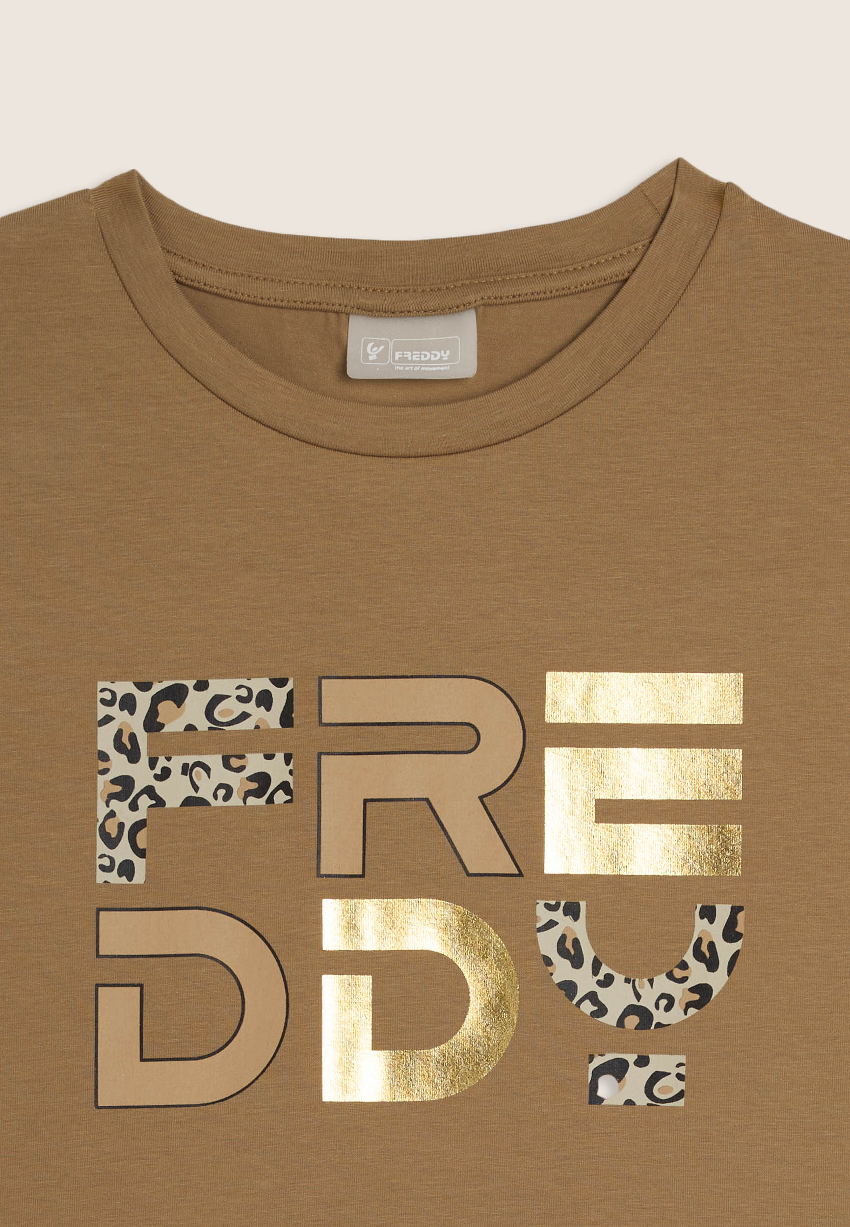 freddy-t-shirt-junior-maniche-ad-aletta-con-logo-animalier-e-oro image 6
