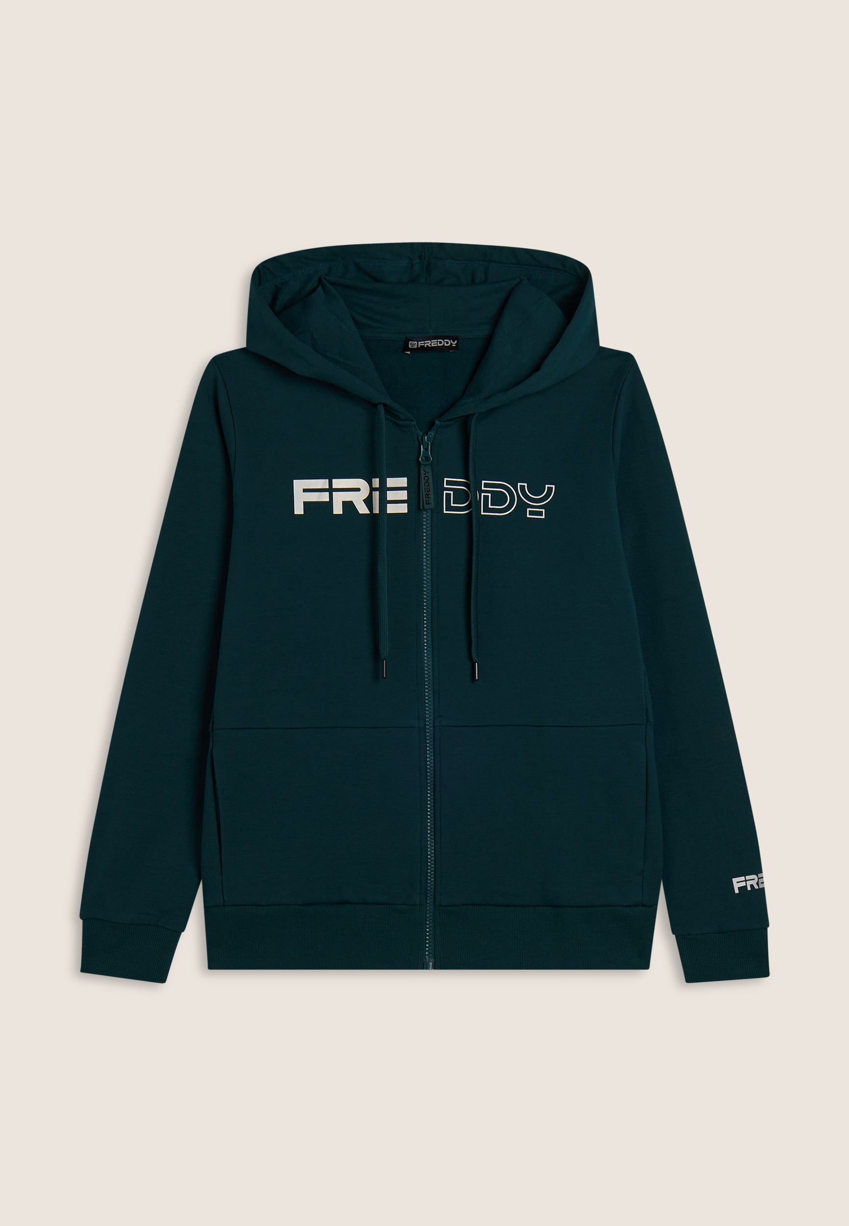 freddy-felpa-full-zip-con-cappuccio-e-logo-perlato-frontale image 8