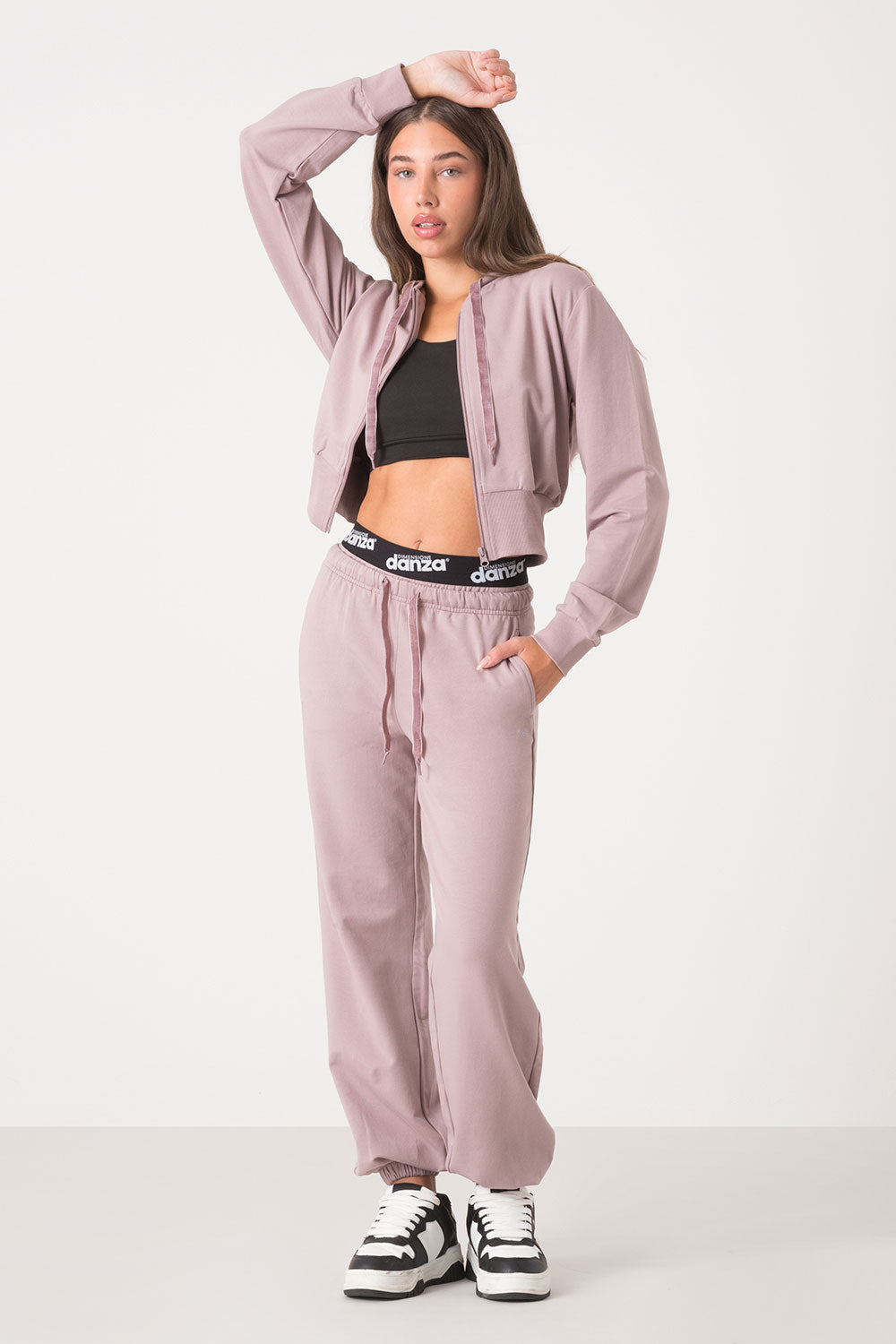 dimensione-danza-ballet-felpa-full-zip-con-cappuccio-non-garzata-fit-cropped-bom image 2