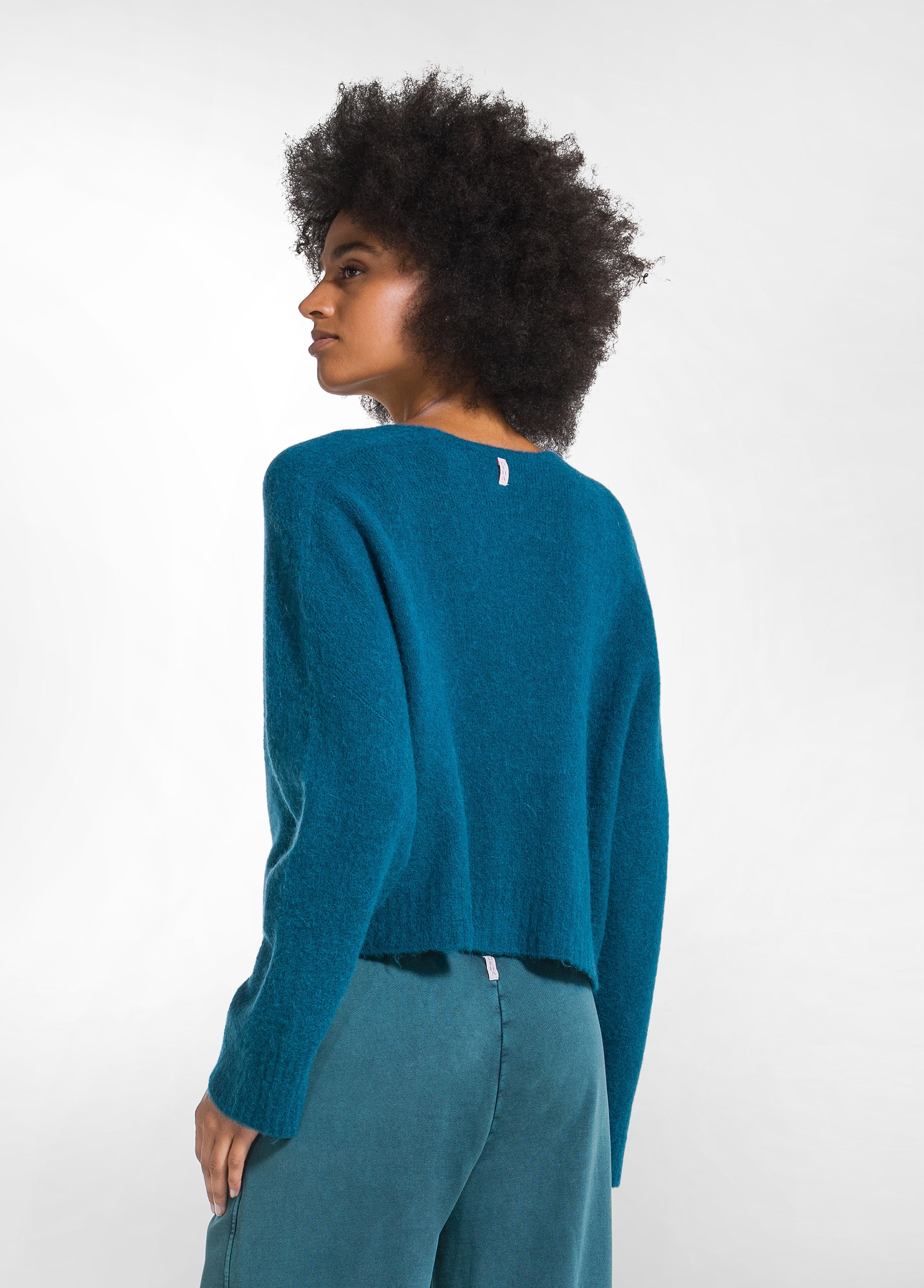 deha-cardigan-corto-in-alpaca-verde-d52722 image 2