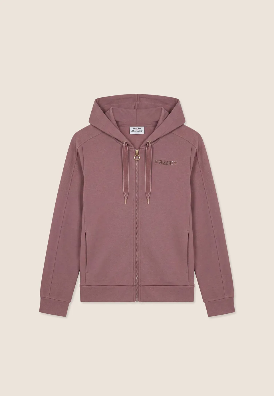 freddy-felpa-donna-regular-con-cappuccio-e-zip-fondo-asimmetrico image 1