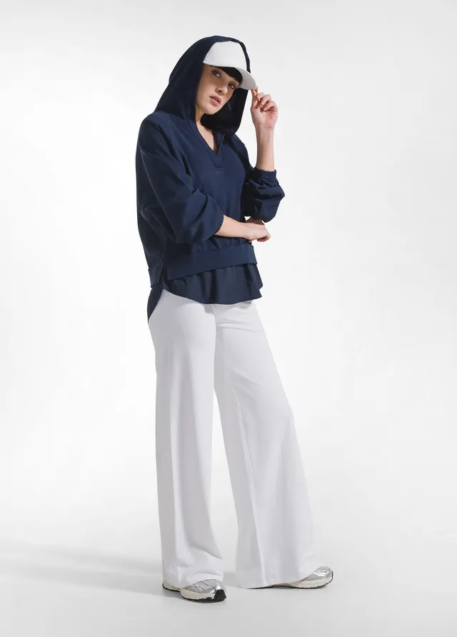 deha-d42009-pantaloni-ampi-jersey-stretch-tinta-unita-bianchi image 1