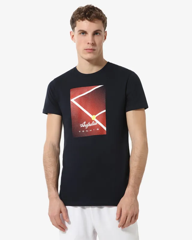 australian-court-t-shirt-tennis-con-stampa-petto-blu-navy image 1