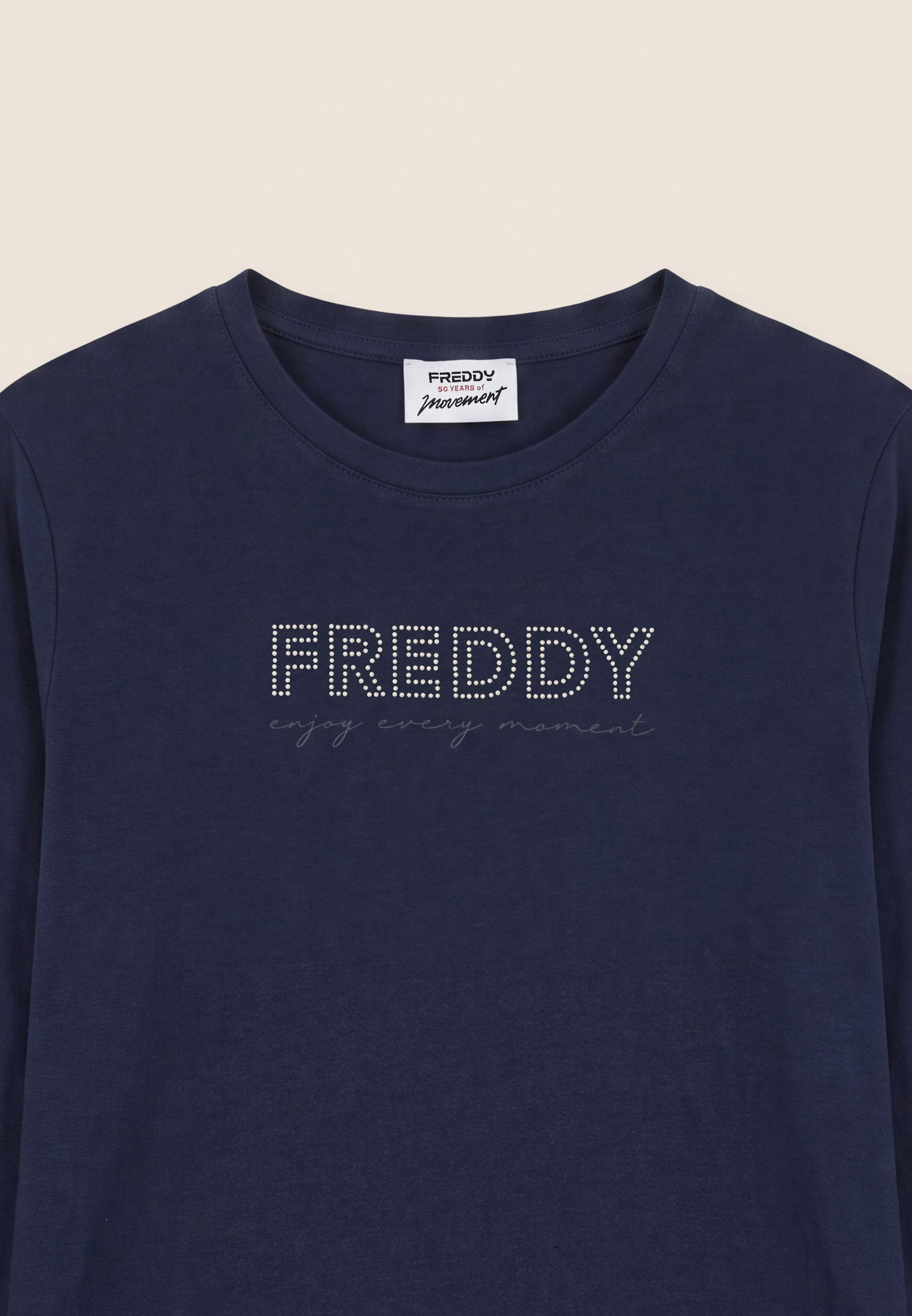 freddy-t-shirt-donna-manica-lunga-in-cotone-con-logo-in-perline image 3