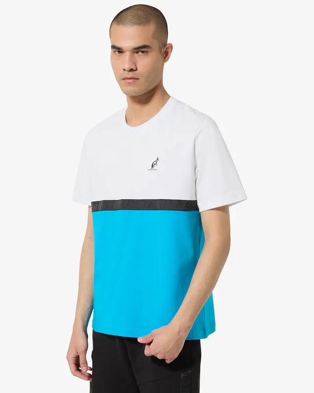 australian-color-block-t-shirt-cotone-turchese-glossy image 1