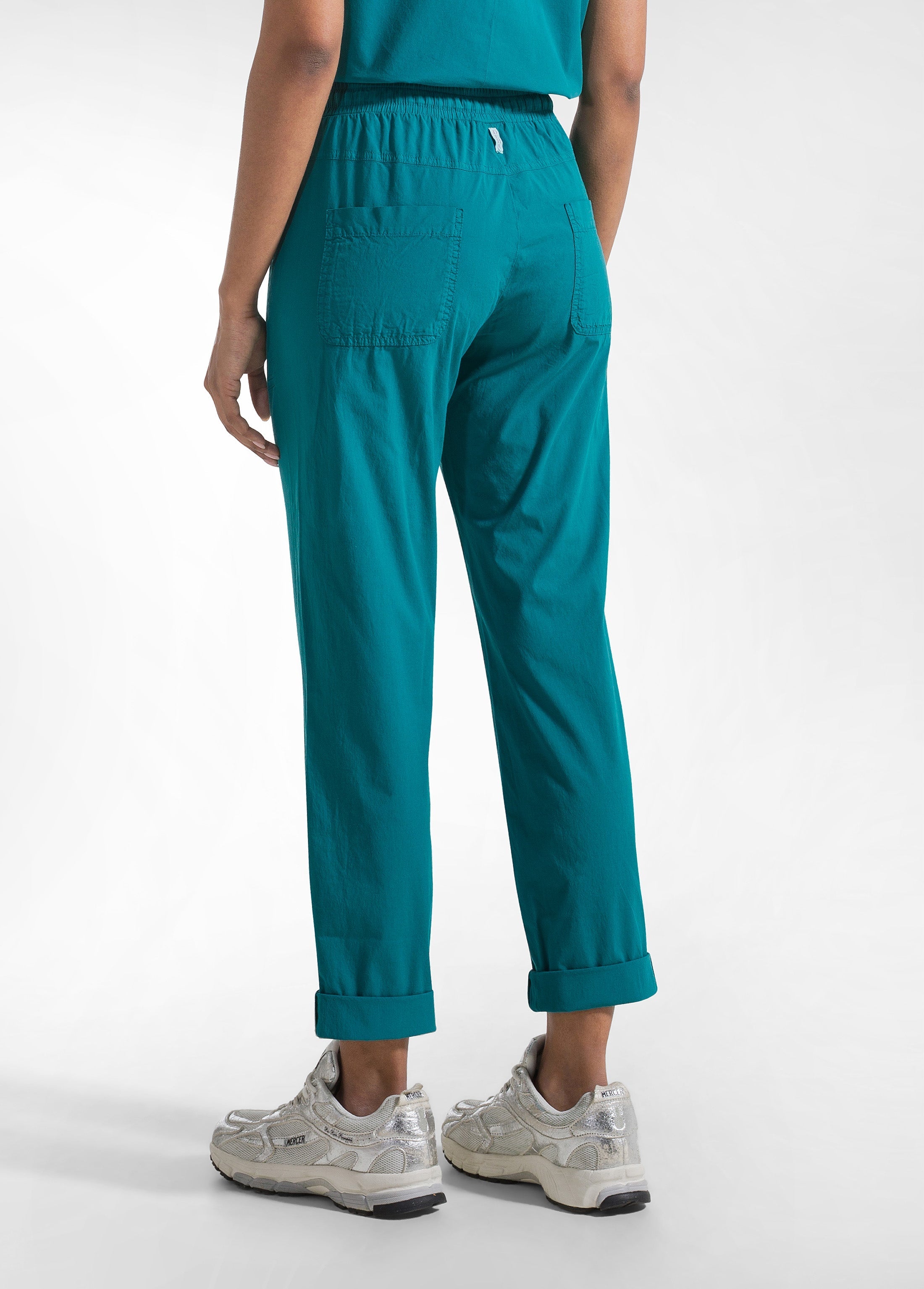 deha-set-top-e-pantaloni-dritti-in-popline-elasticizzato-verde image 7