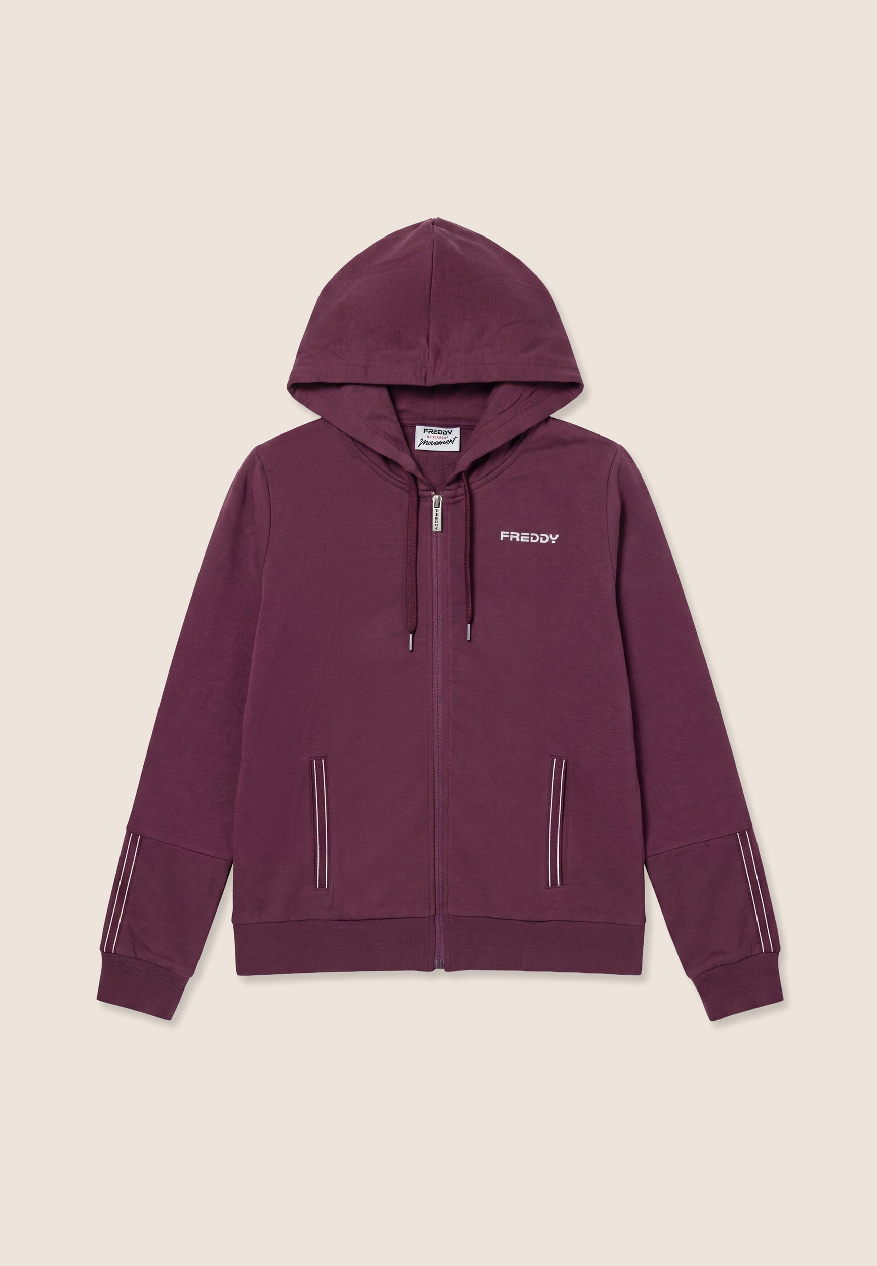 freddy-felpa-con-cappuccio-e-zip-con-finiture-elastiche-logate image 1