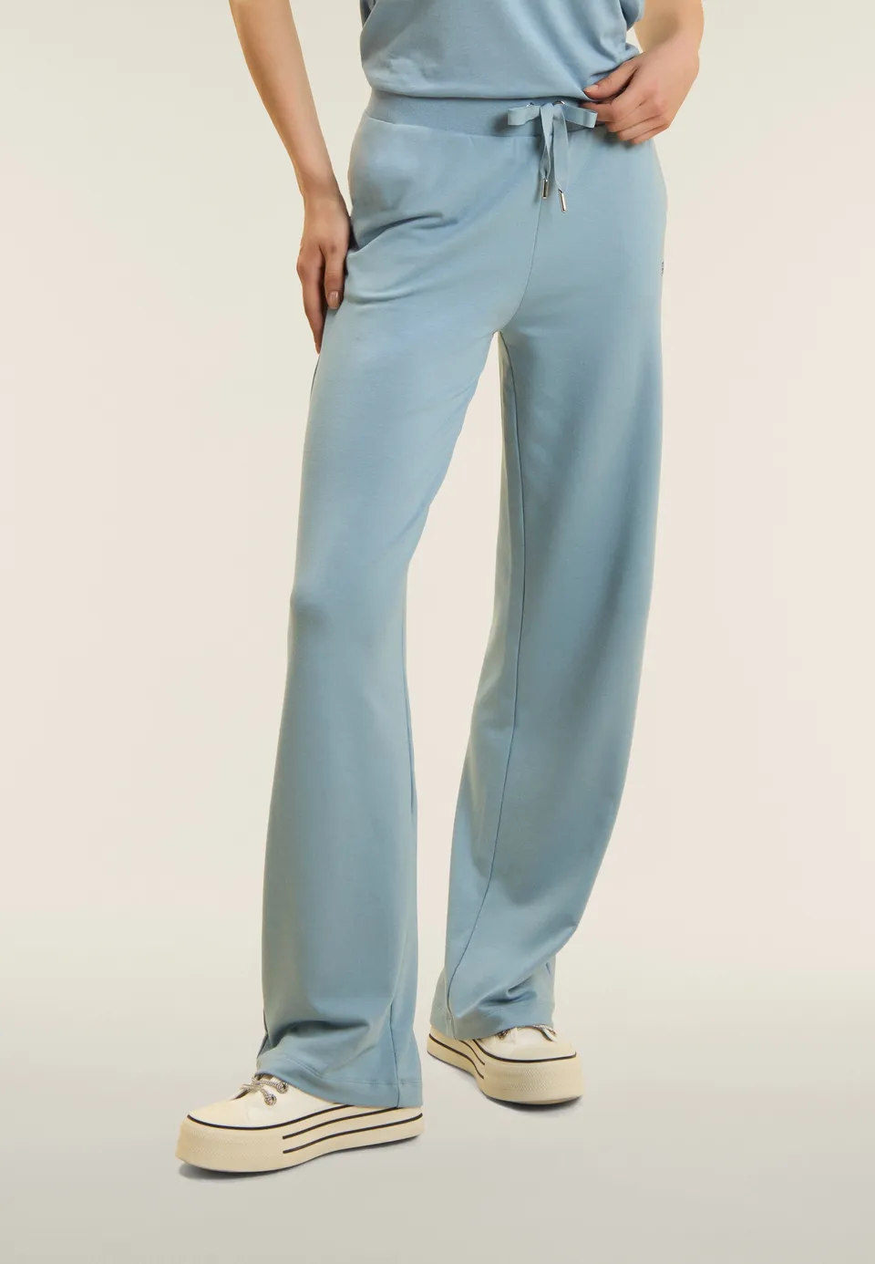 freddy-pantaloni-sportivi-wide-leg-con-strass-in-french-terry image 1