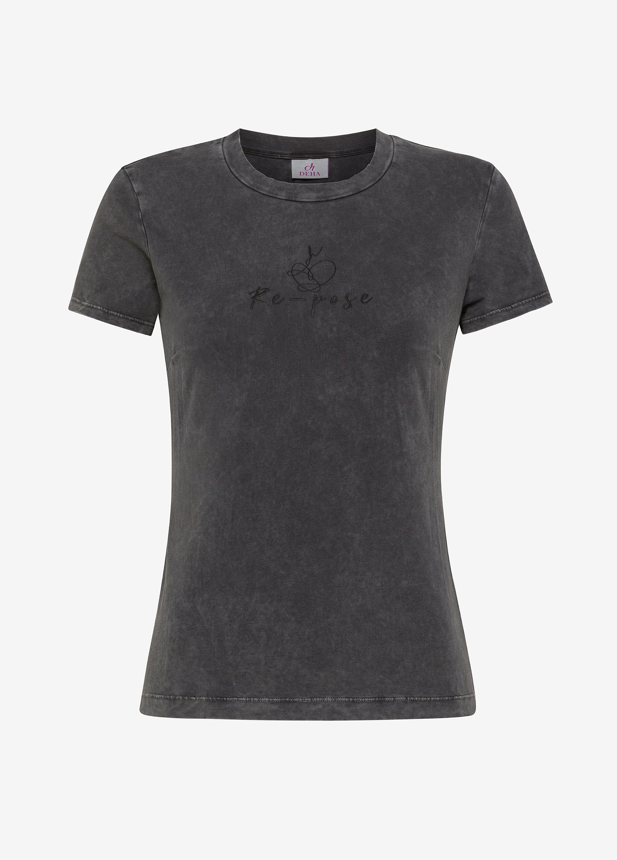 deha-t-shirt-stretch-effetto-marmo-nero-maglietta-aderente-donna image 5