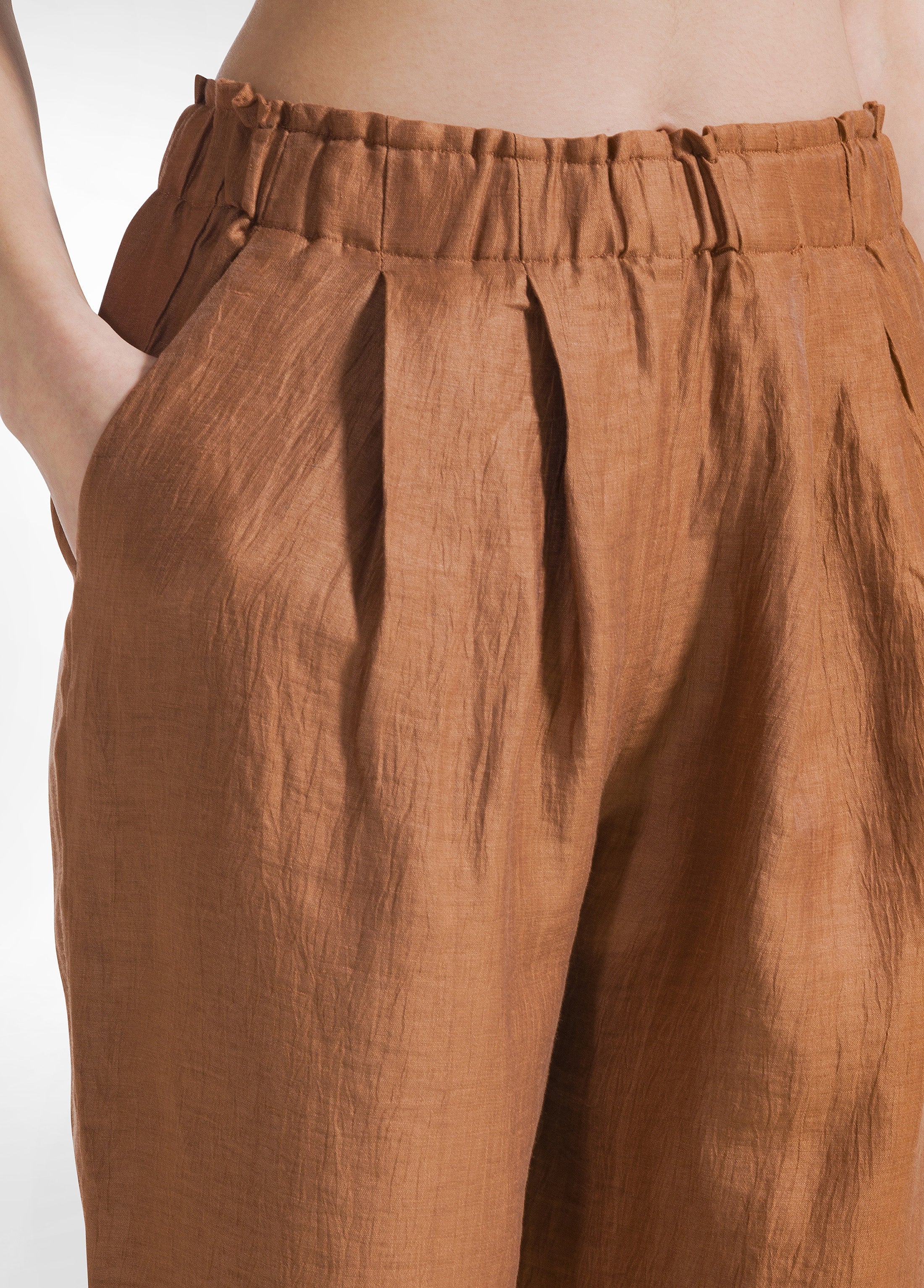 deha-pantalone-in-lino-lucido-marrone-vestibilit-regolare image 4