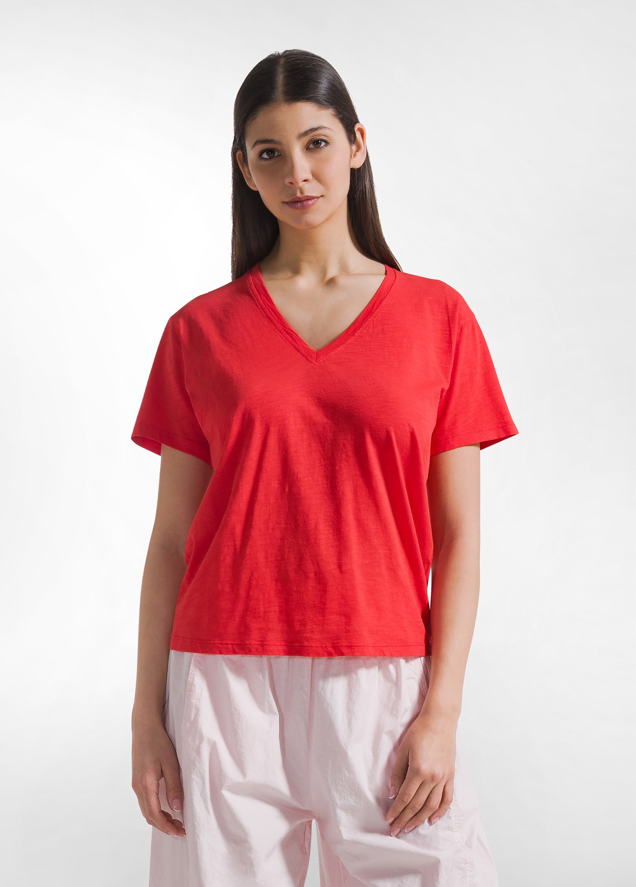 deha-t-shirt-flamm-scollo-ampio-rosso image 1