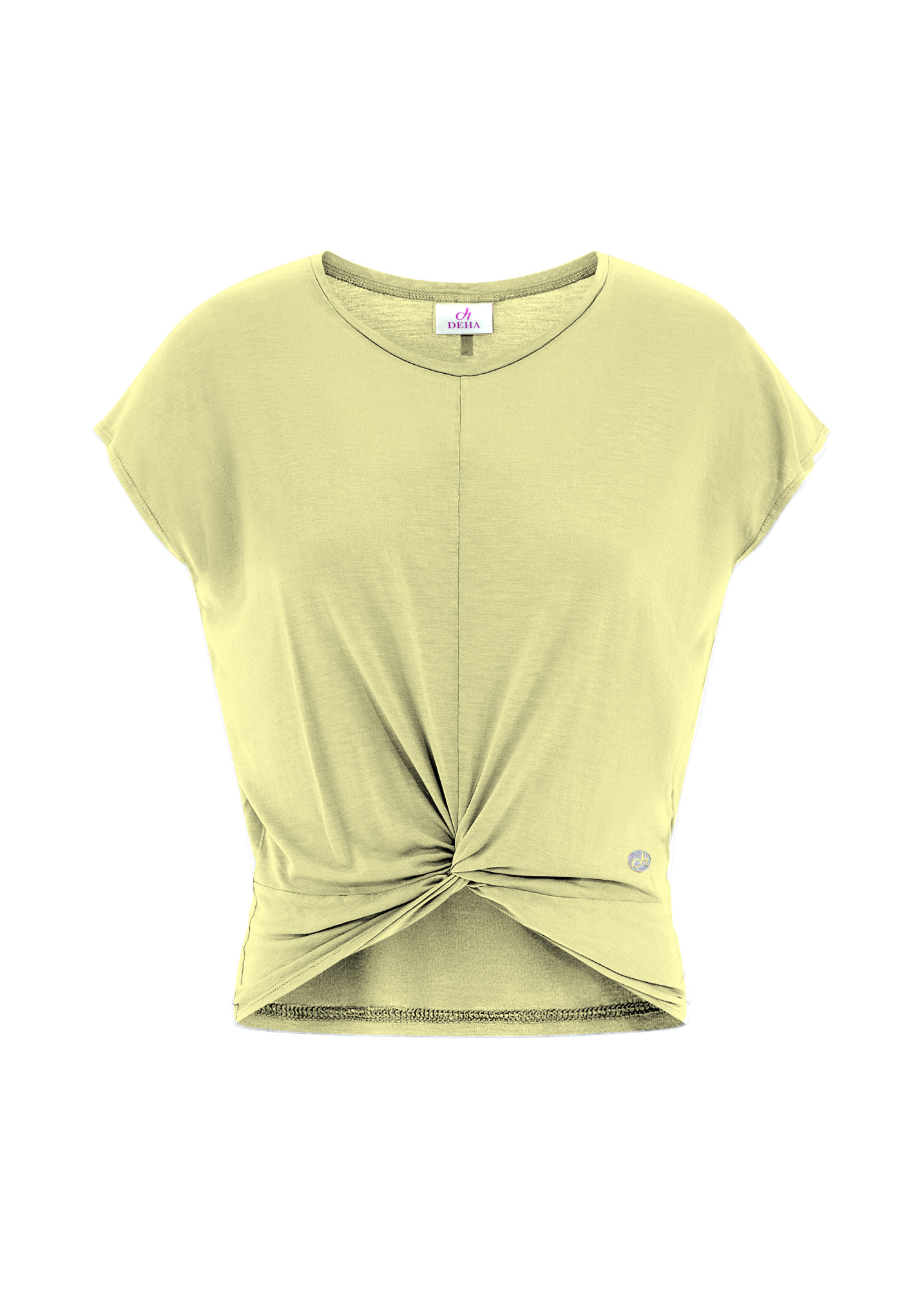 deha-t-shirt-viscosa-con-nodo-giallo-manica-aleta image 1