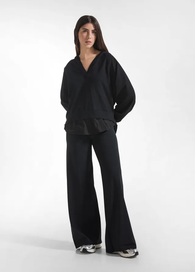 deha-pantaloni-in-jersey-stretch-con-fondo-elasticizzato-nero image 1