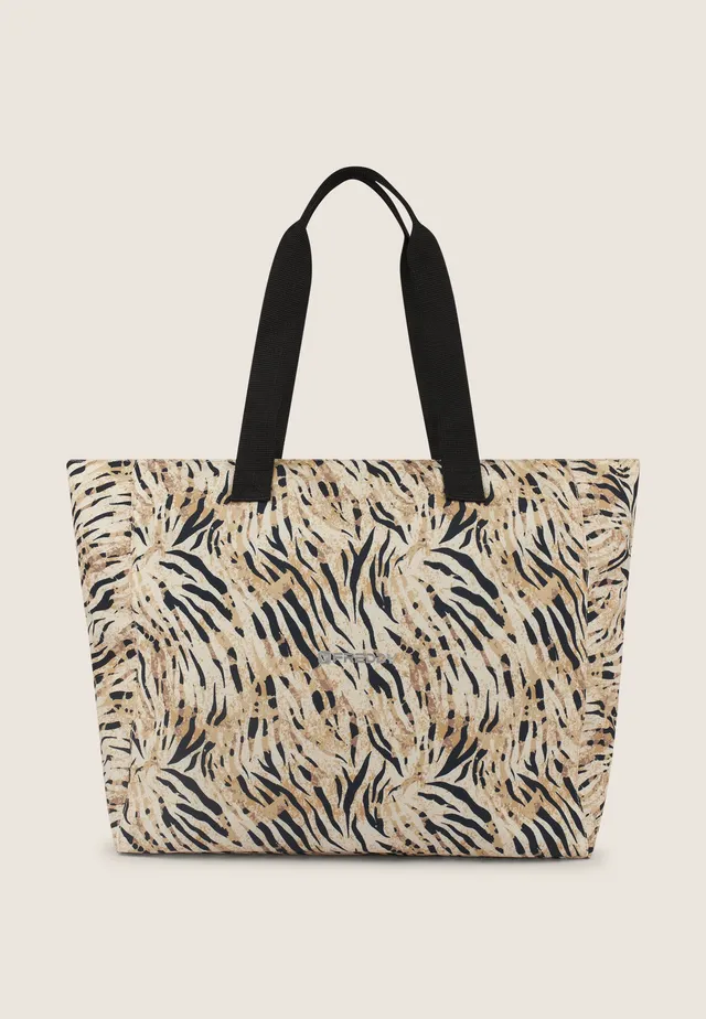 freddy-borsa-shopper-canvas-animalier-con-zip-38x14x35-cm image 1