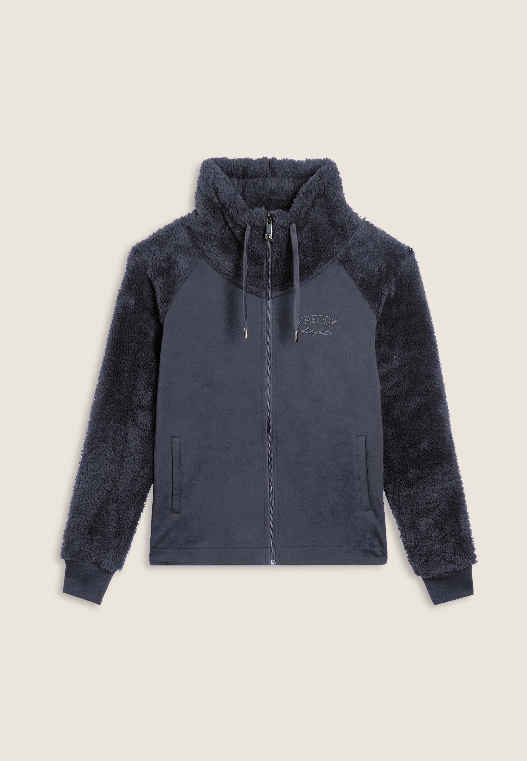freddy-felpa-donna-con-zip-e-collo-alto-in-pile-sherpa image 7