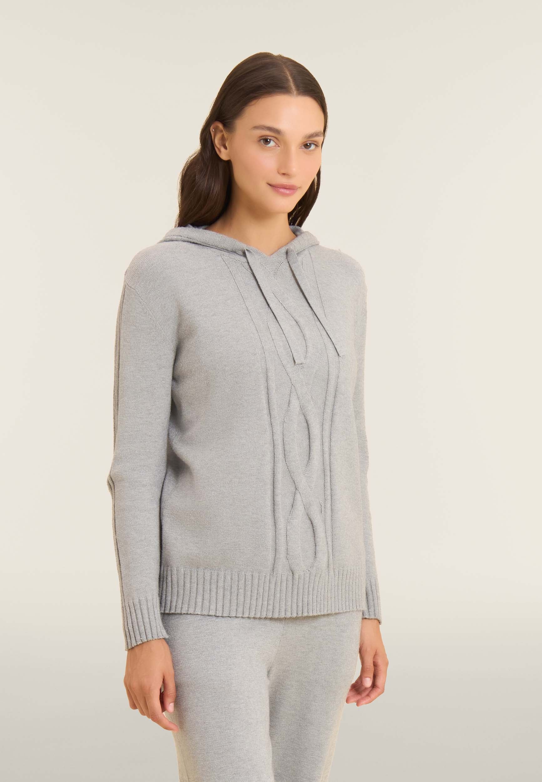 freddy-maglia-donna-tricot-con-cappuccio-e-treccia-frontale image 1