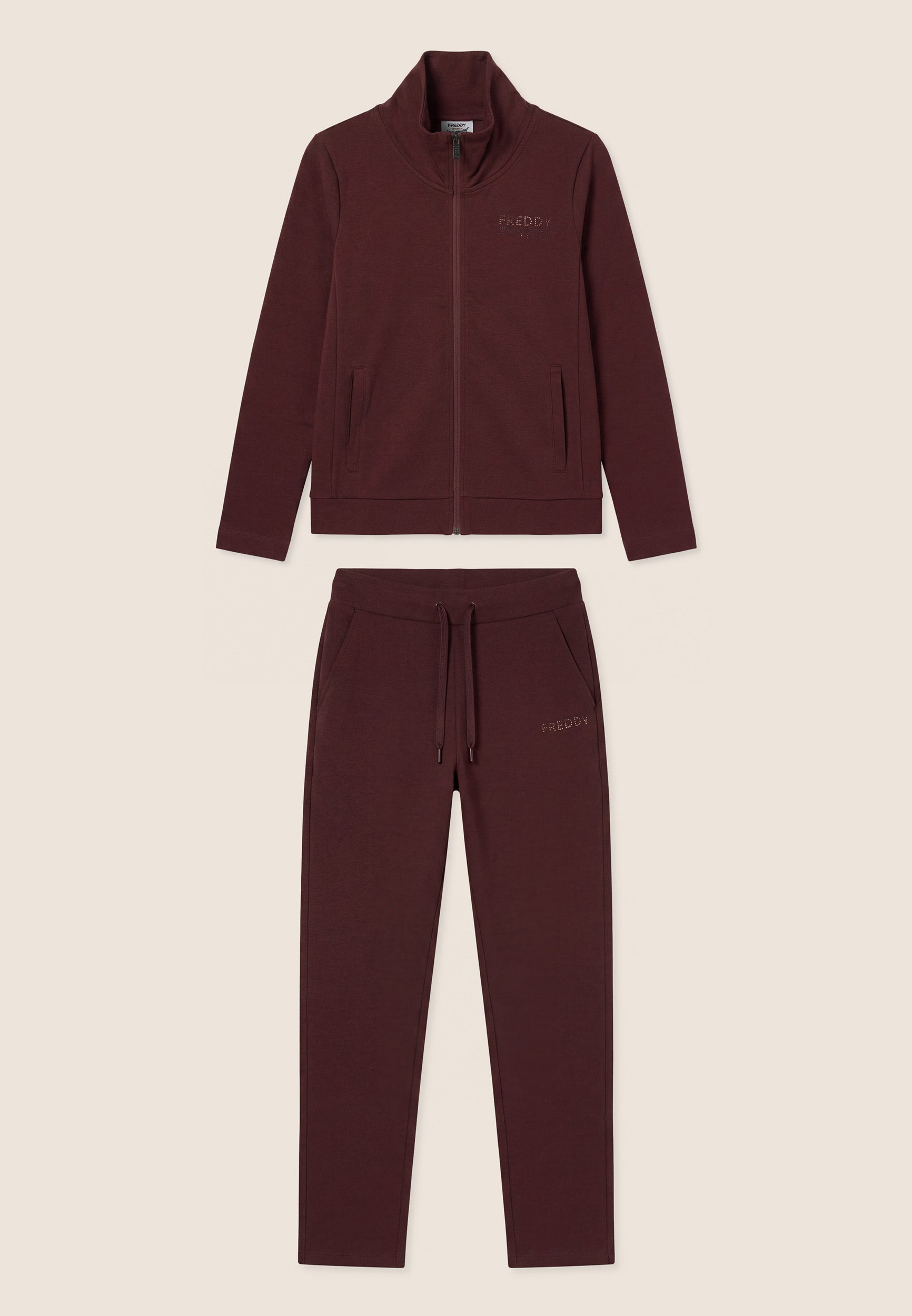 freddy-tuta-sportiva-donna-zip-collo-alto-dettagli-strass image 4