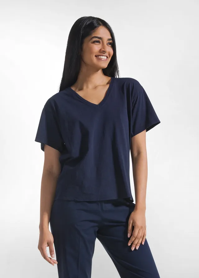 deha-t-shirt-flamm-scollo-ampio-blu-d42515 image 1