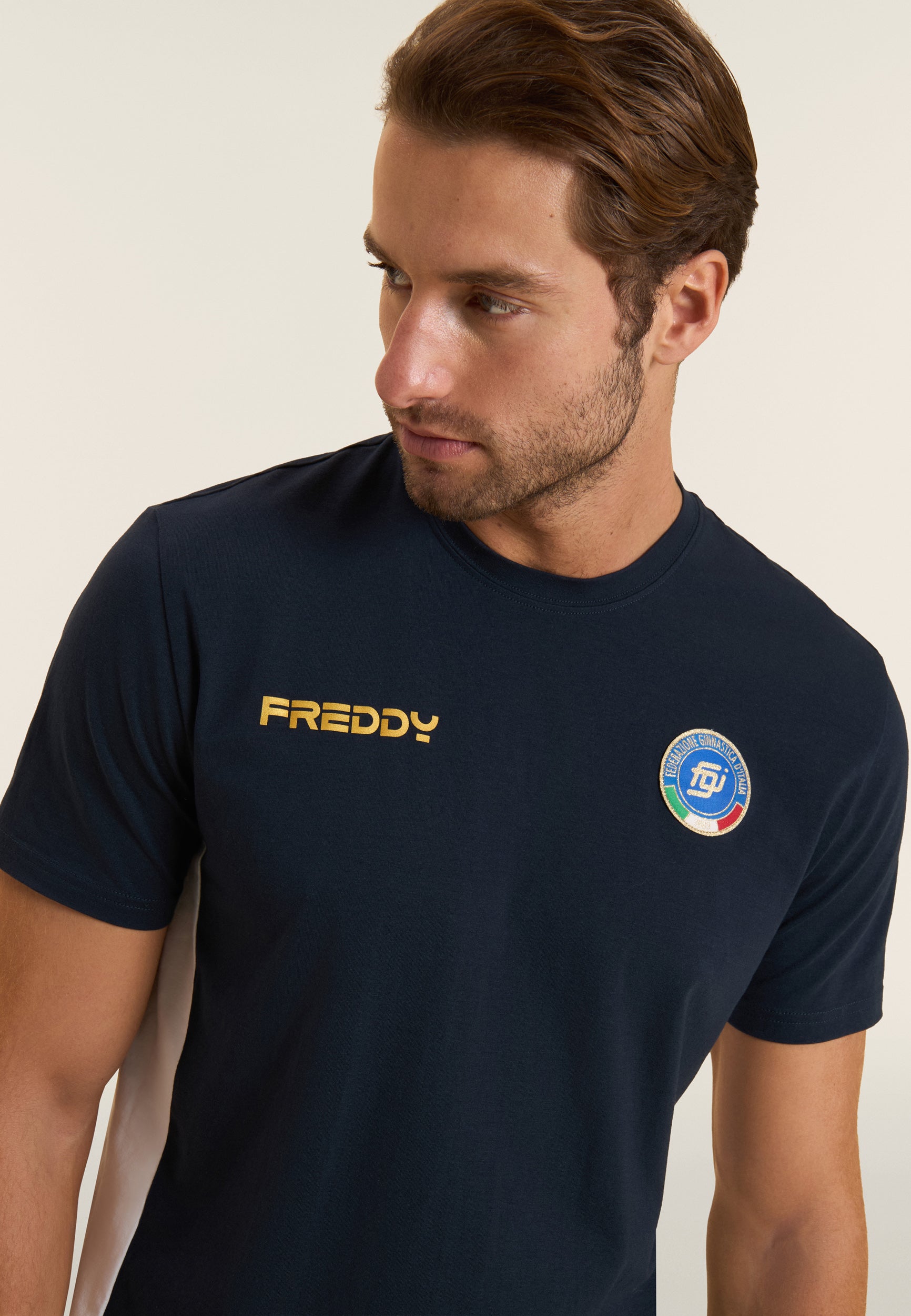 freddy-t-shirt-uomo-italia-fgi-blu-in-jersey-stretch image 4