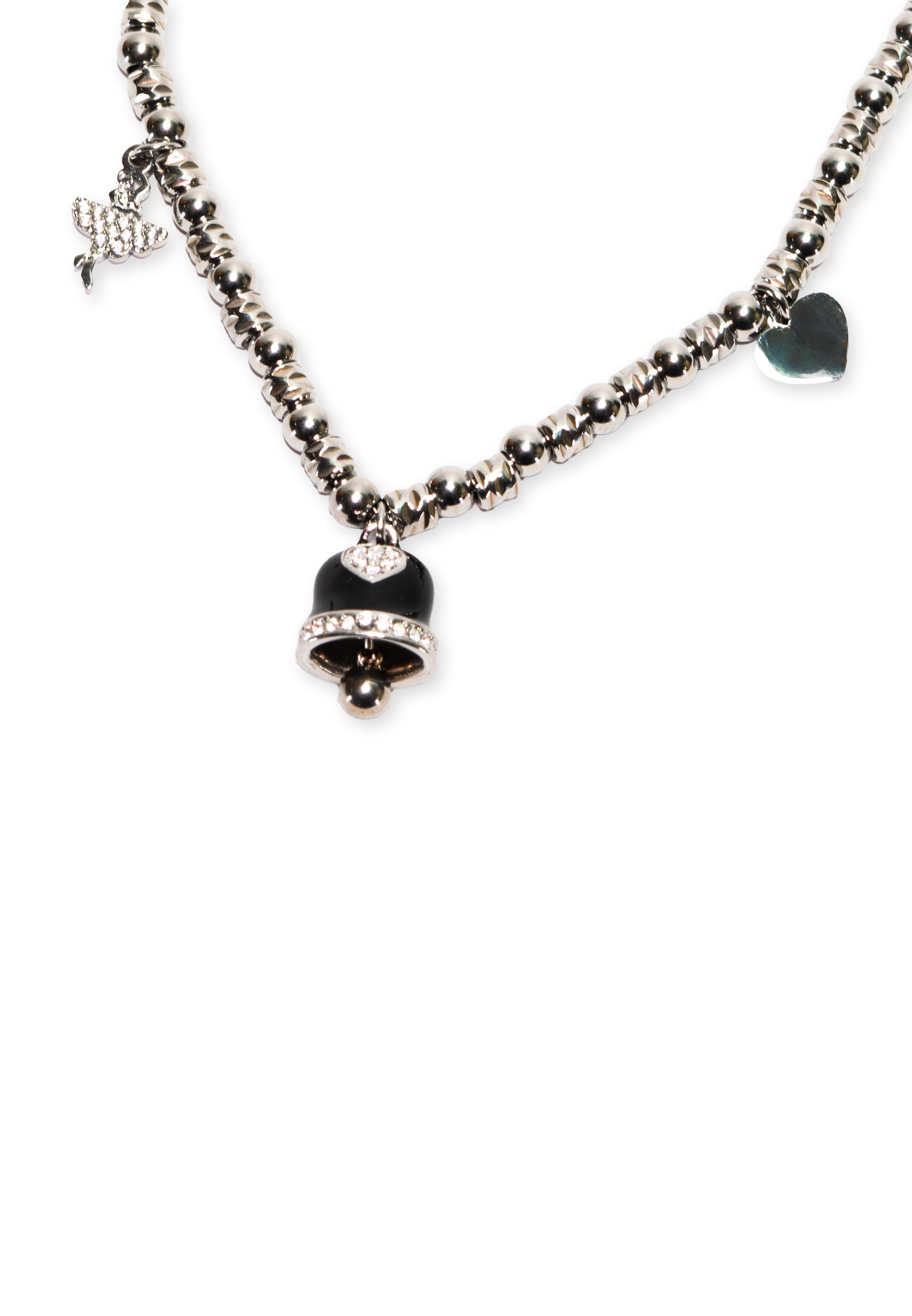 freddy-collana-acciaio-silver-316l-a-sfere-con-charms-nero-e-strass image 4