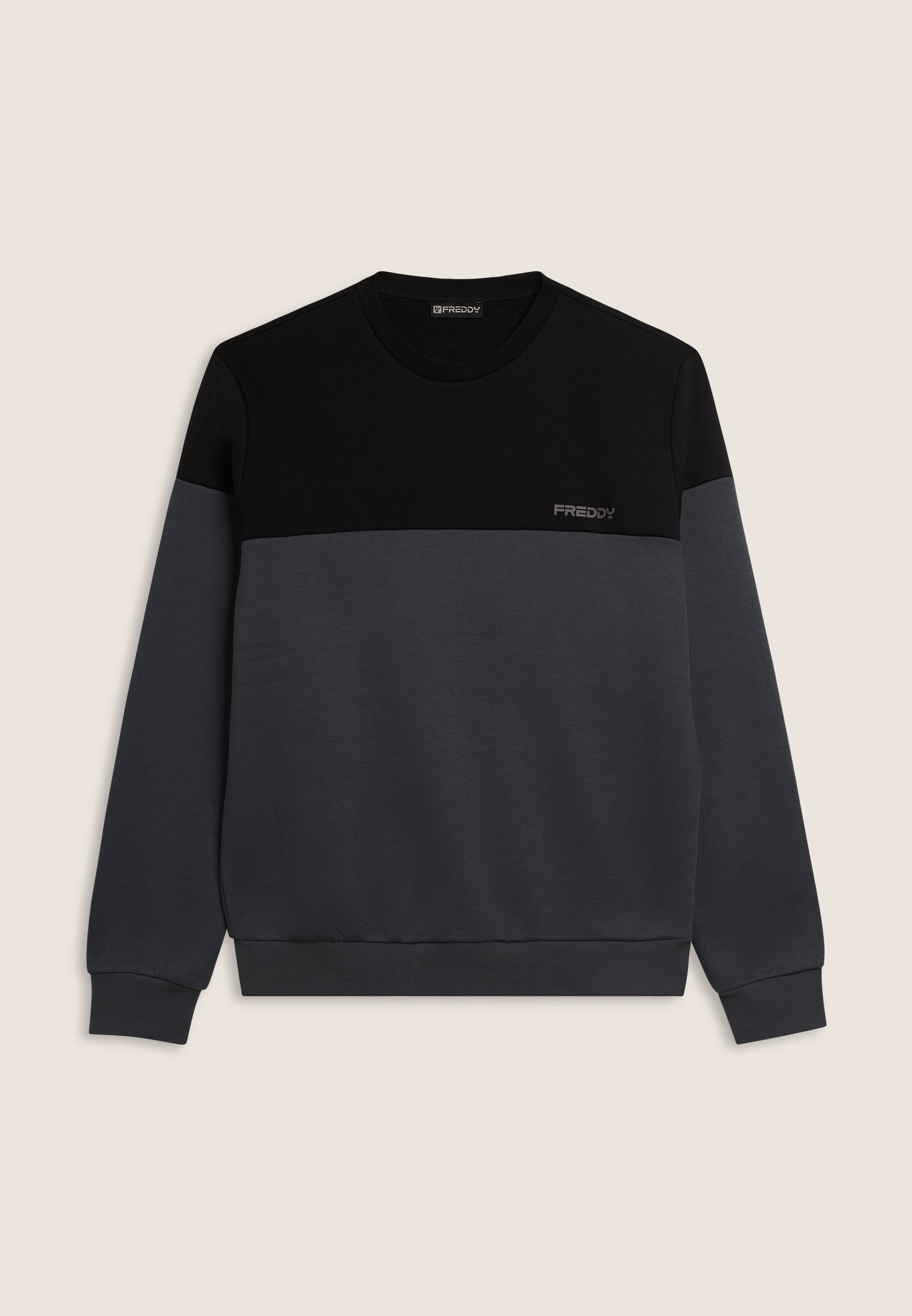 freddy-felpa-girocollo-uomo-colour-block-spalle-a-contrasto image 1