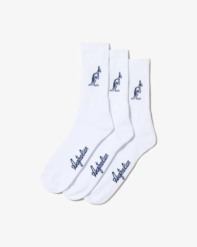 australian-3-pack-socks-tennis-calze-cotone-bianche image 1