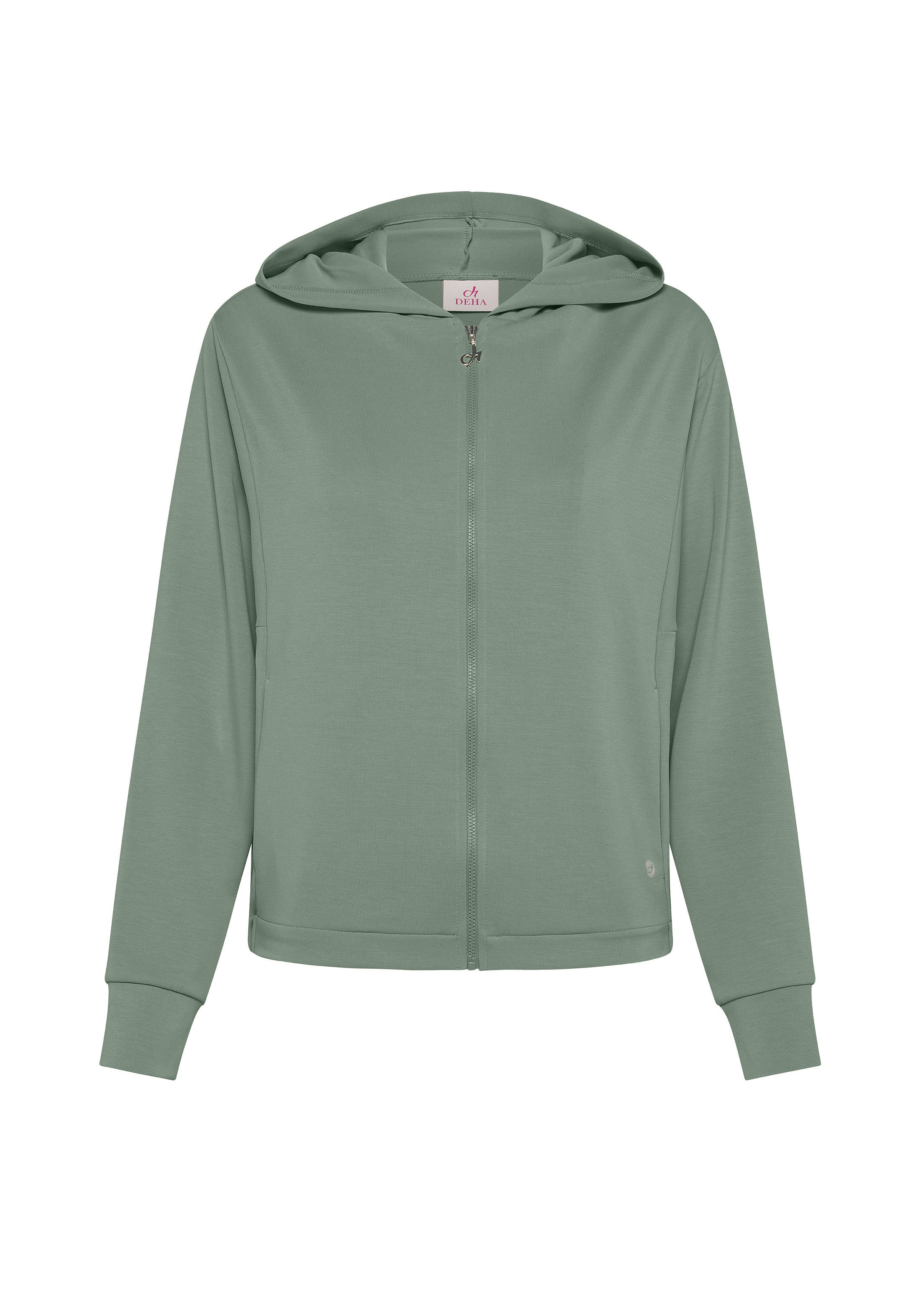 deha-felpa-soft-touch-con-cappuccio-e-zip-verde image 4