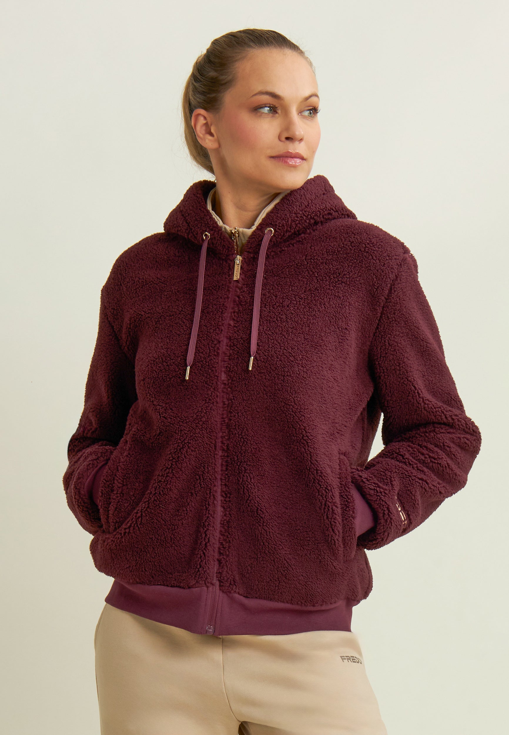 freddy-giacca-donna-in-pile-sherpa-con-cappuccio-e-zip-full-zip image 1
