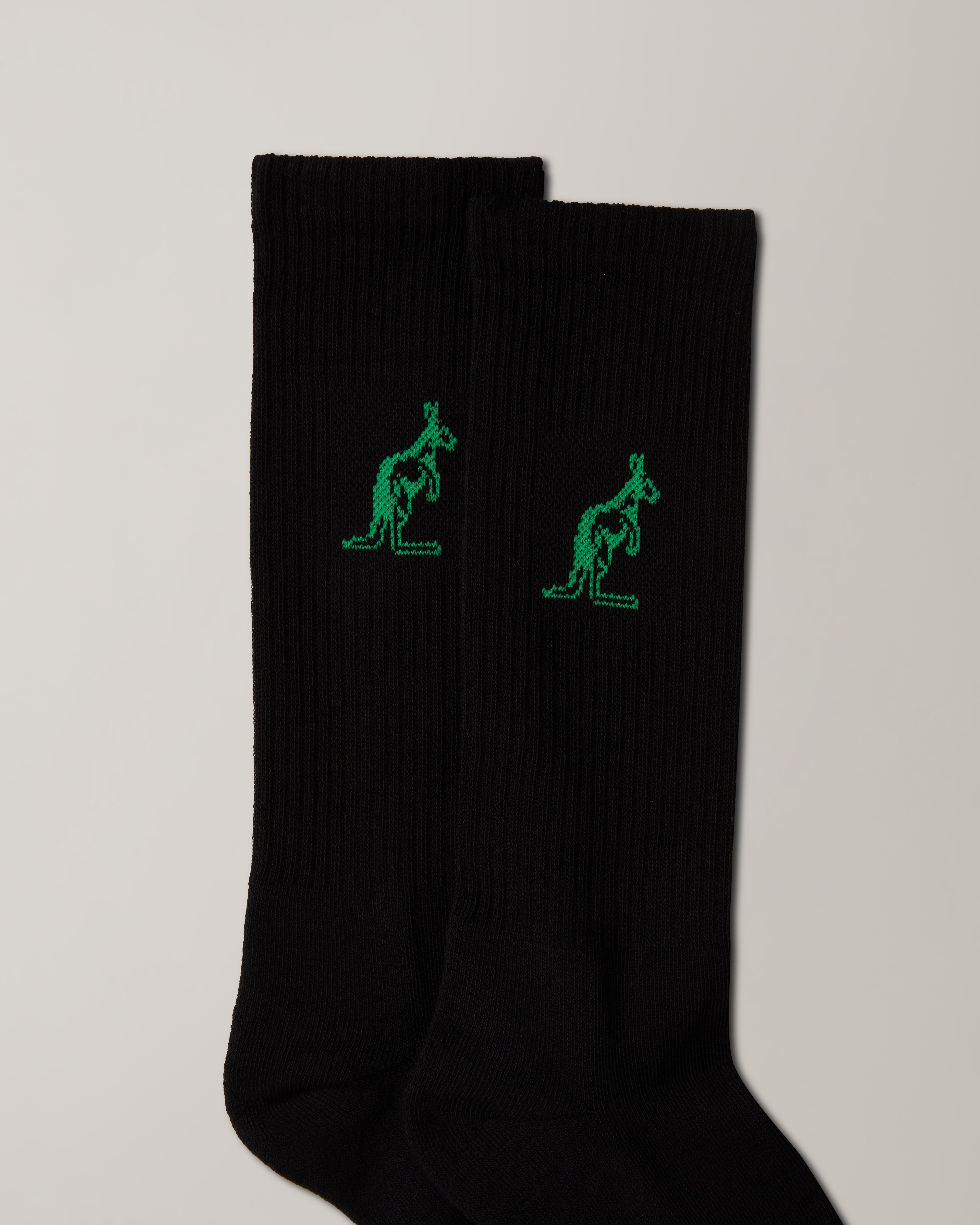 australian-cotton-socks-calze-tennis-nero-verde-kawasaky image 2