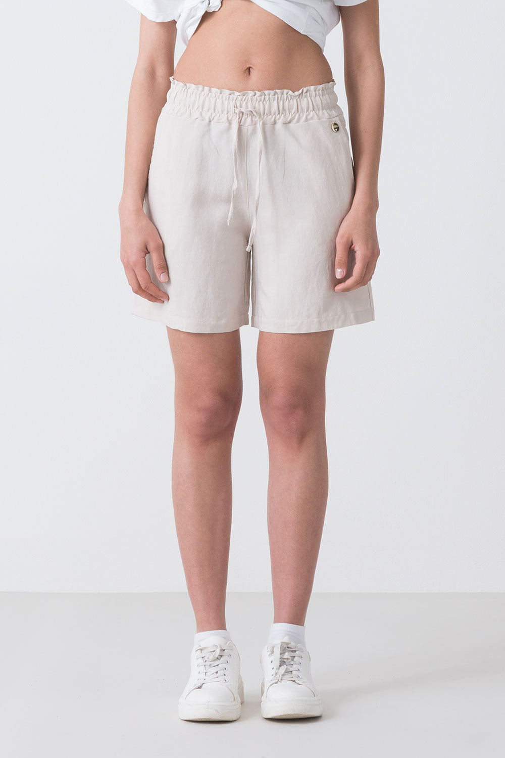dimensione-danza-pantaloncino-in-lino-con-elastico-e-coulisse-shorts-donna image 1
