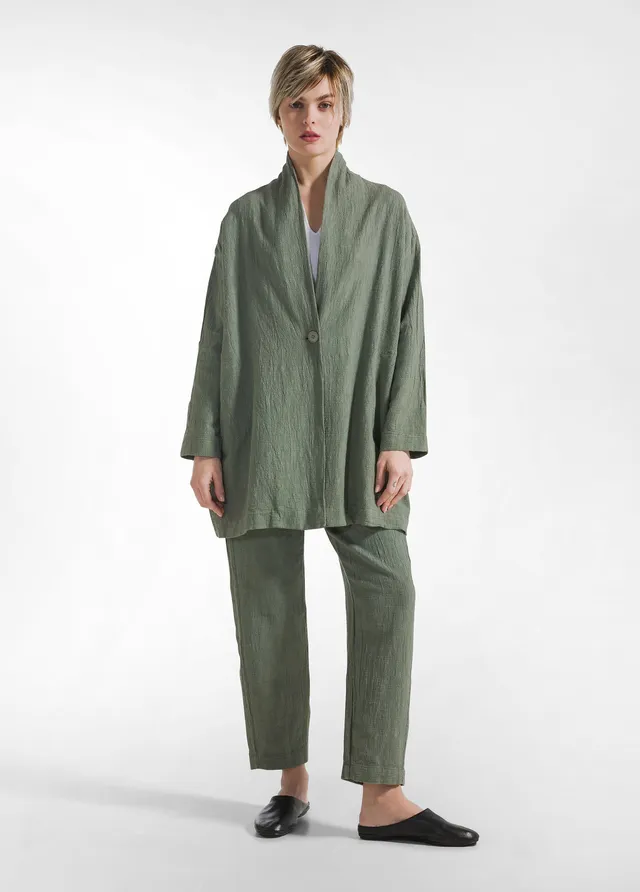deha-soprabito-oversize-in-tweed-di-cotone-verde image 1