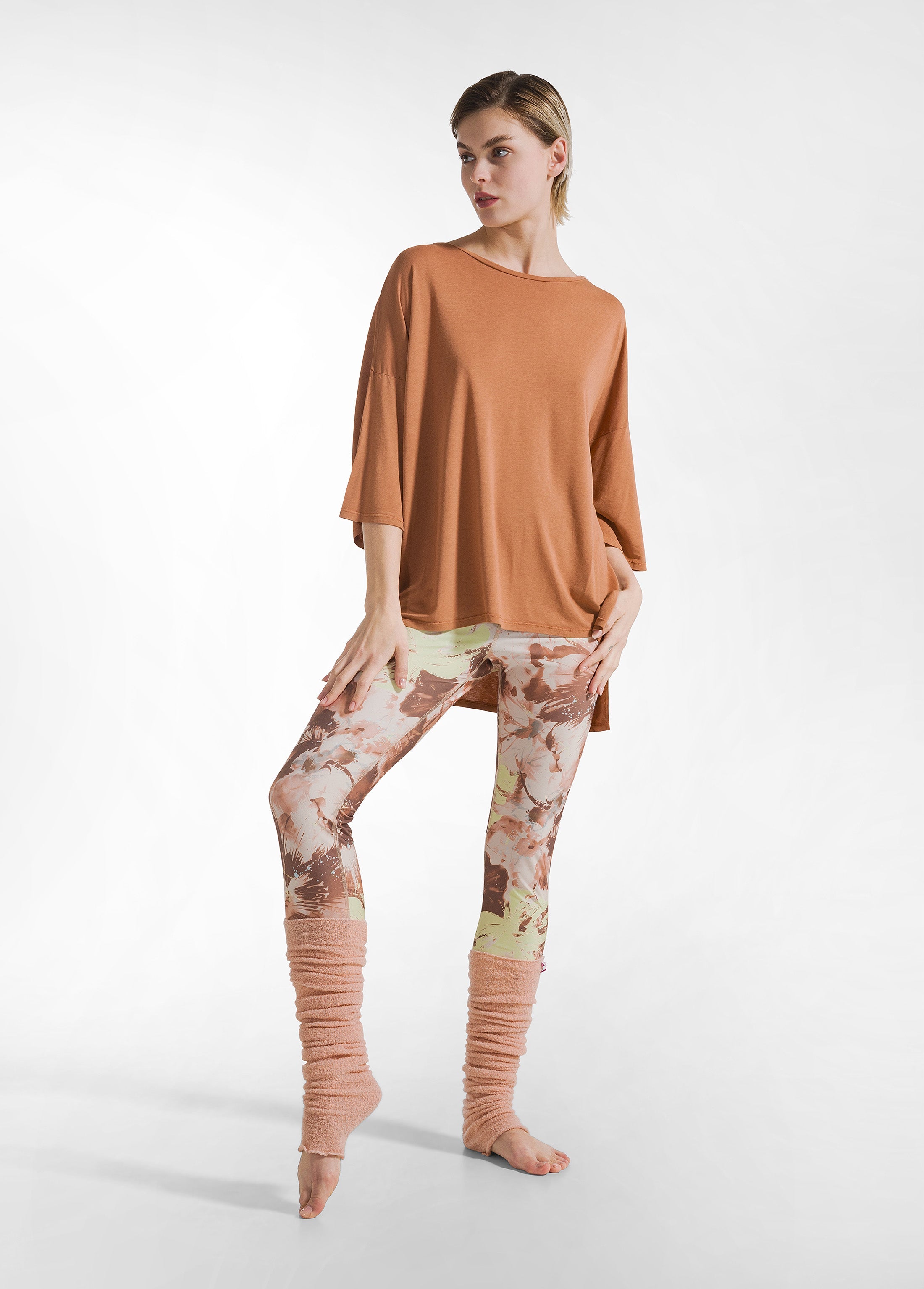 deha-t-shirt-maxi-in-viscosa-marrone image 4