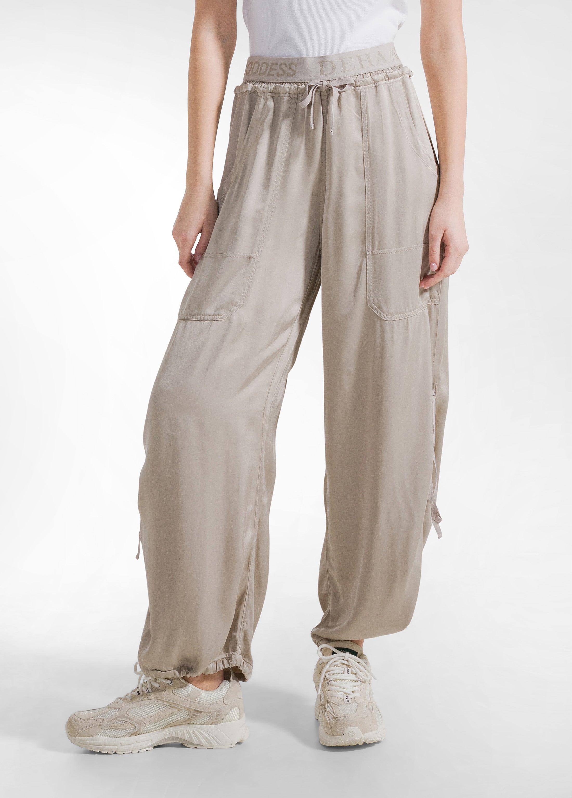 deha-magnum-pantaloni-satinati-beige-vita-alta image 2