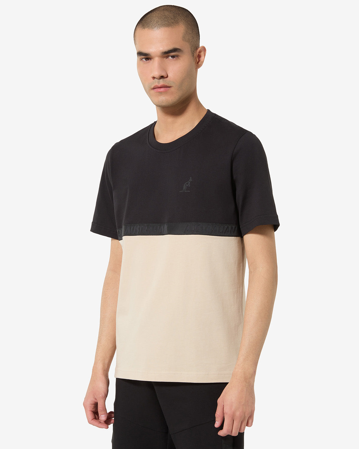 australian-color-block-t-shirt-lsuts0018-t-shirt-cotone-sabbia-regular-fit image 1