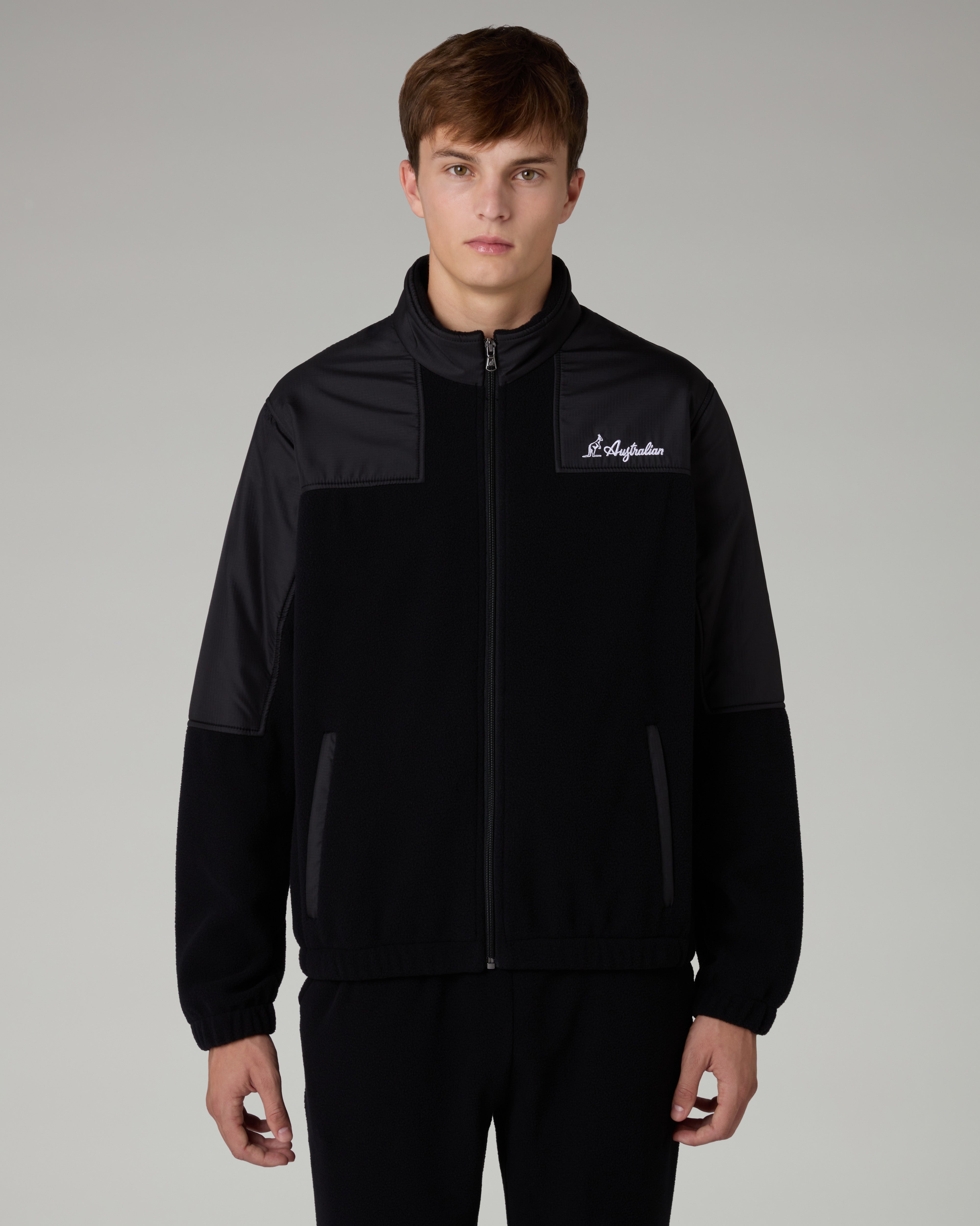 australian-color-block-track-jacket-pile-nero-full-zip image 1