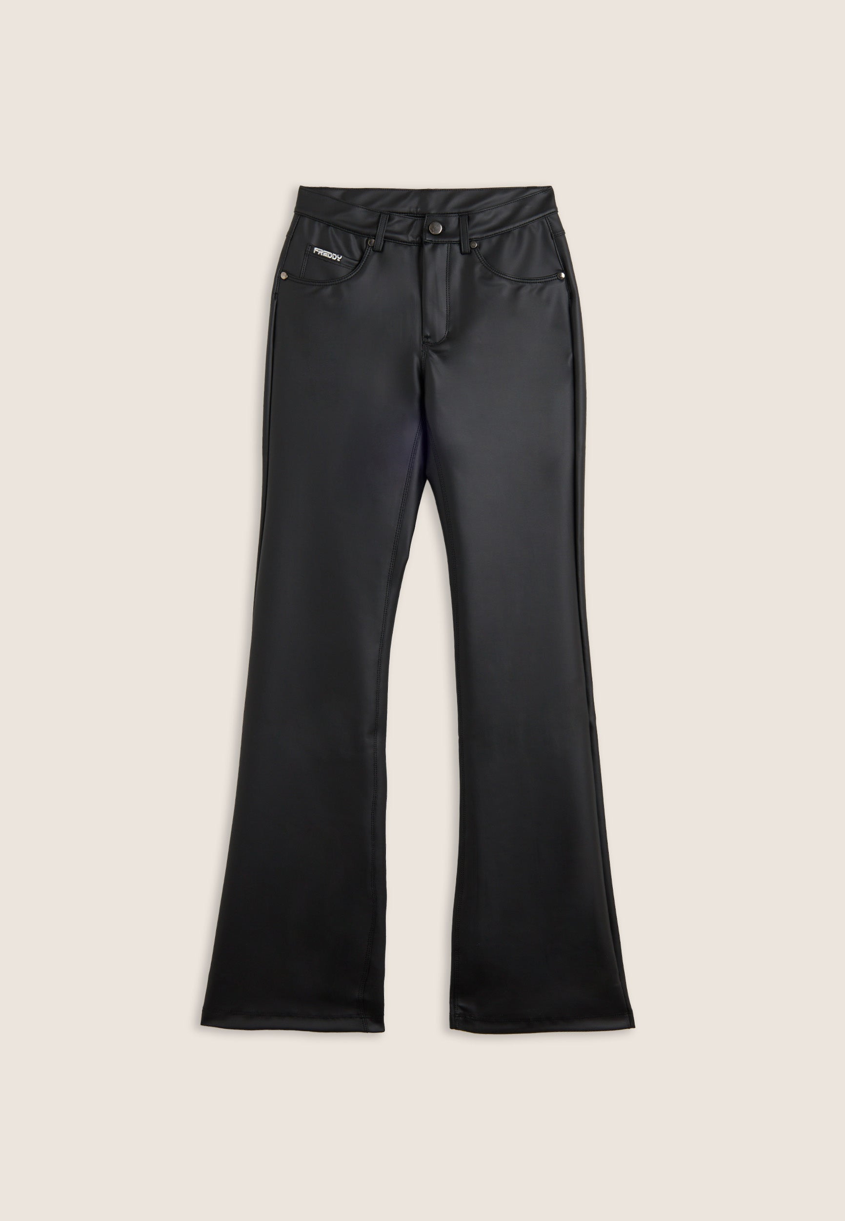 freddy-pantaloni-flare-5-tasche-in-similpelle-vita-regular image 1