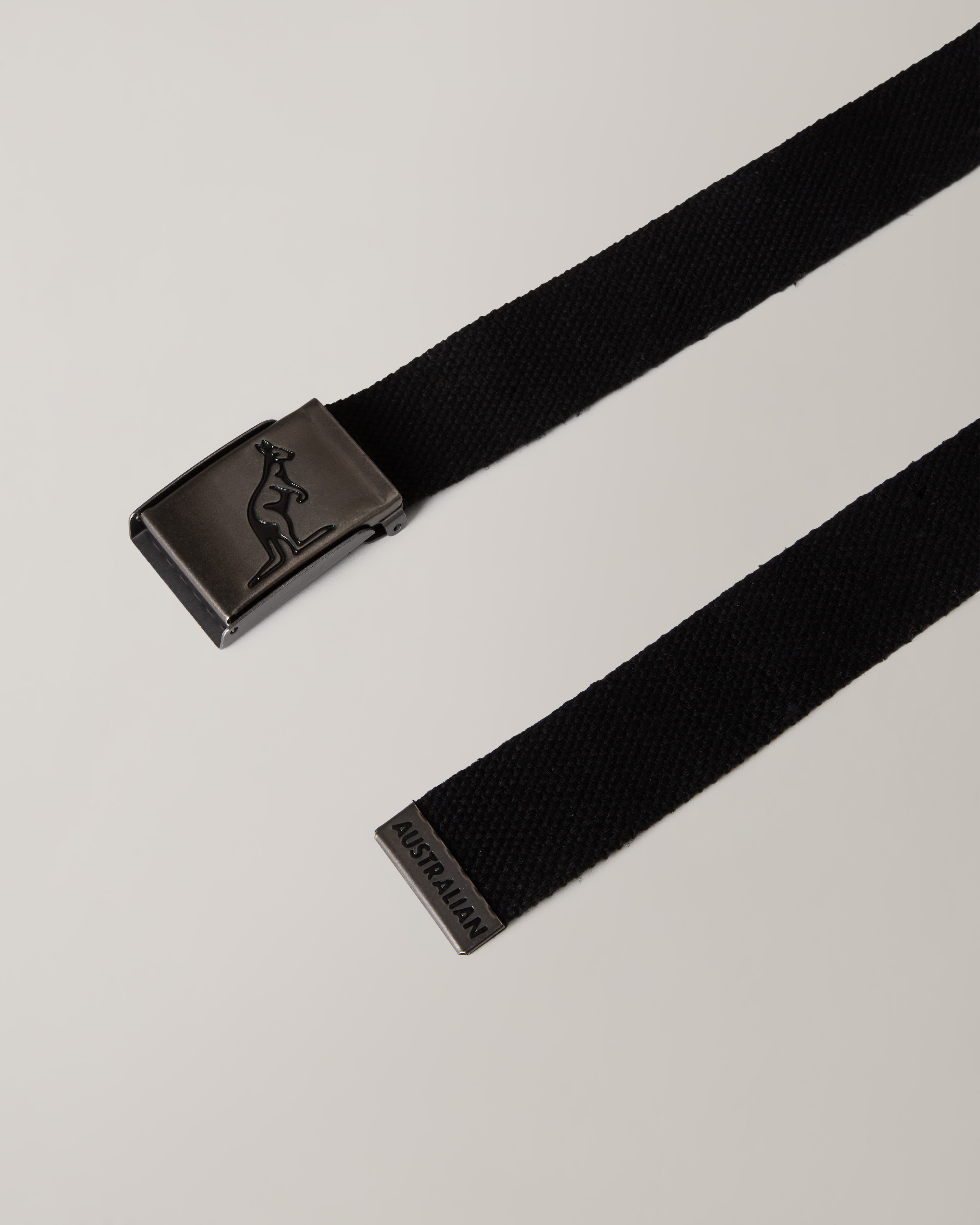 australian-kangaroo-belt-cintura-in-cotone-nero-con-fibbia-personalizzata image 2