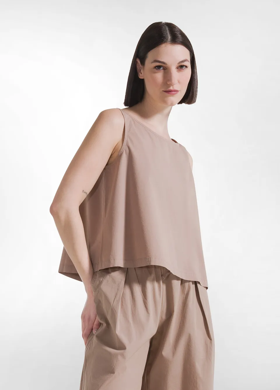 deha-top-in-popline-elasticizzato-marrone image 1