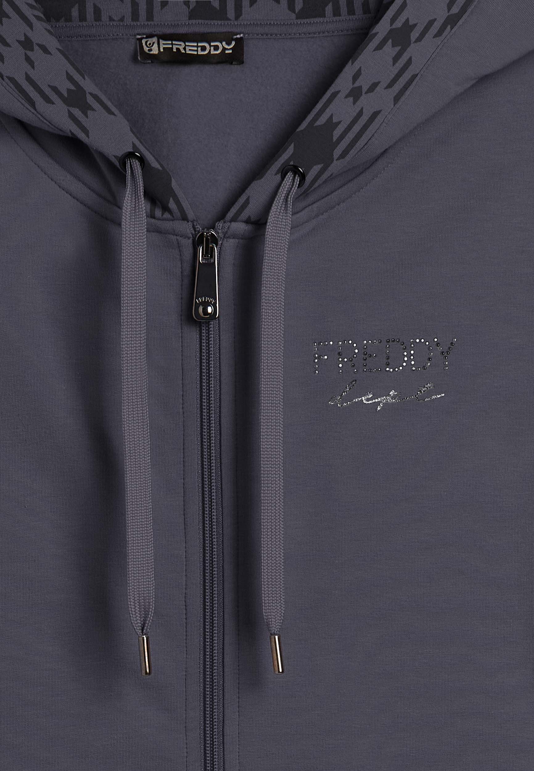 freddy-felpa-con-cappuccio-foderato-fantasia-con-zip-frontale-donna image 6