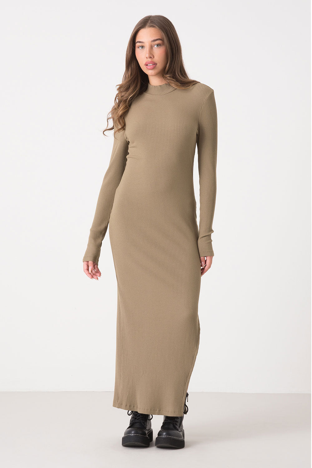 dimensione-danza-abito-lungo-donna-in-modal-stretch-a-costine-collo-alto image 1