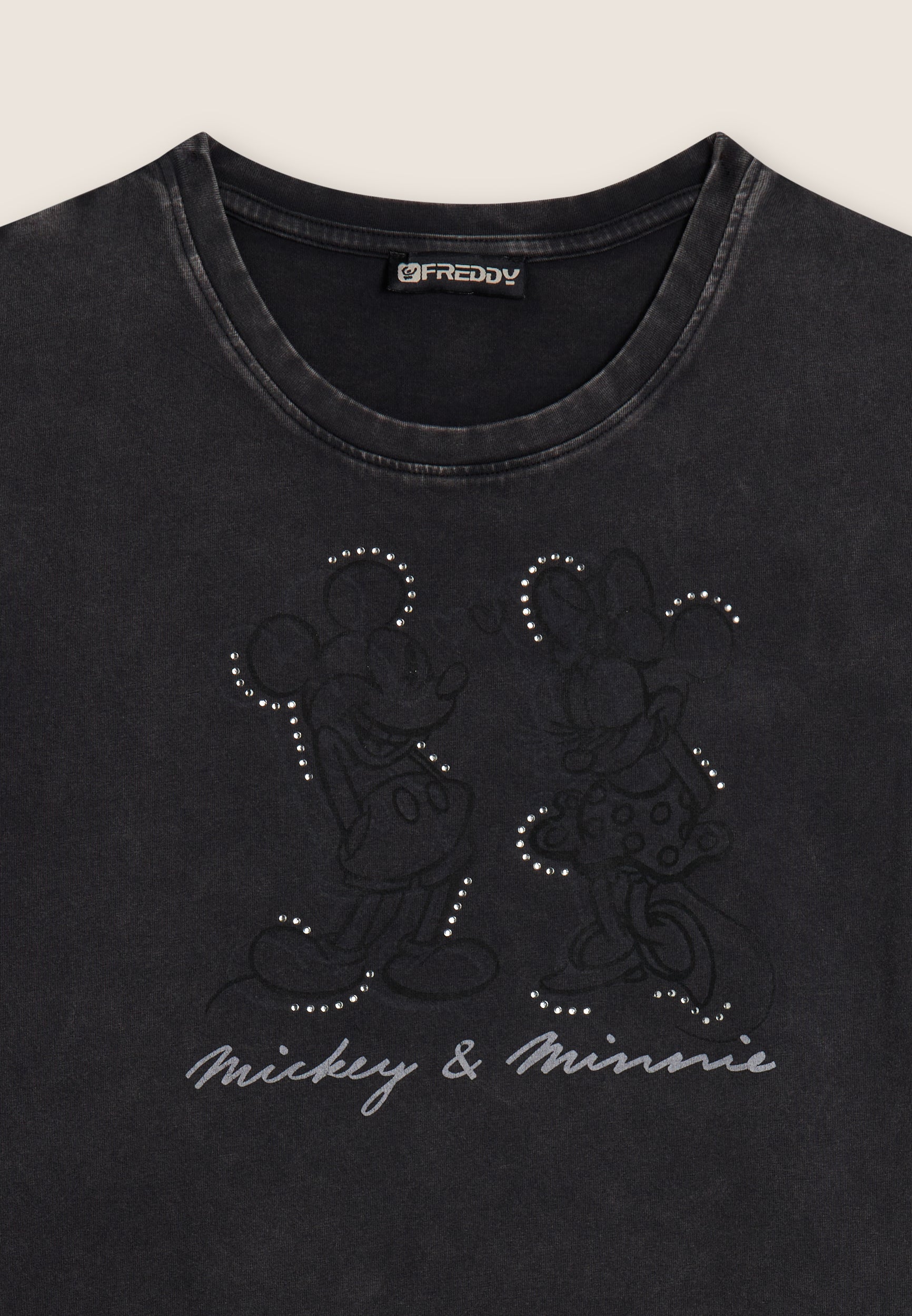 freddy-t-shirt-donna-disney-minnie-e-mickey-con-strass-acid-wash image 7