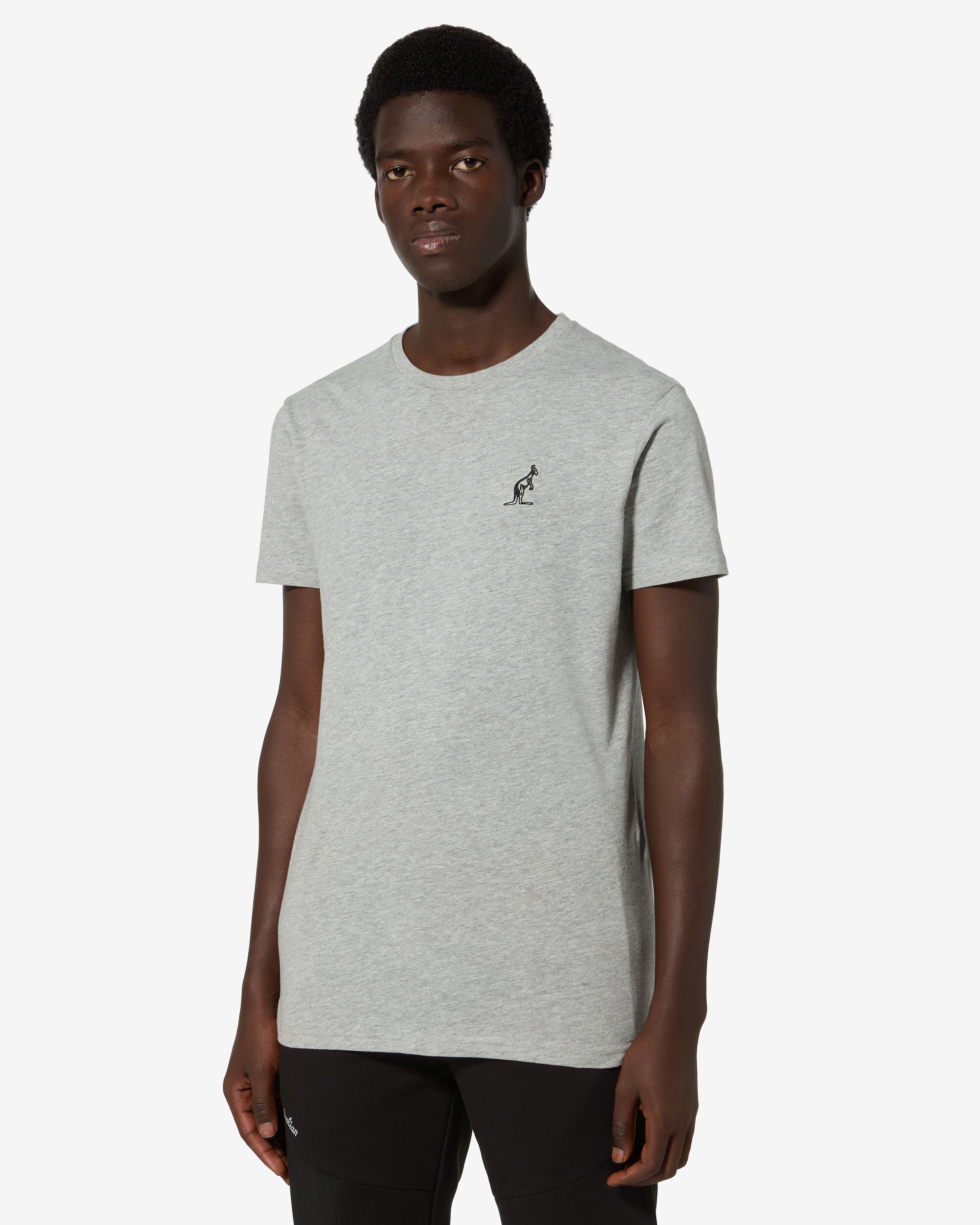 australian-basic-t-shirt-league-maglietta-cotone-grigio-melange-logo-ricamato image 1