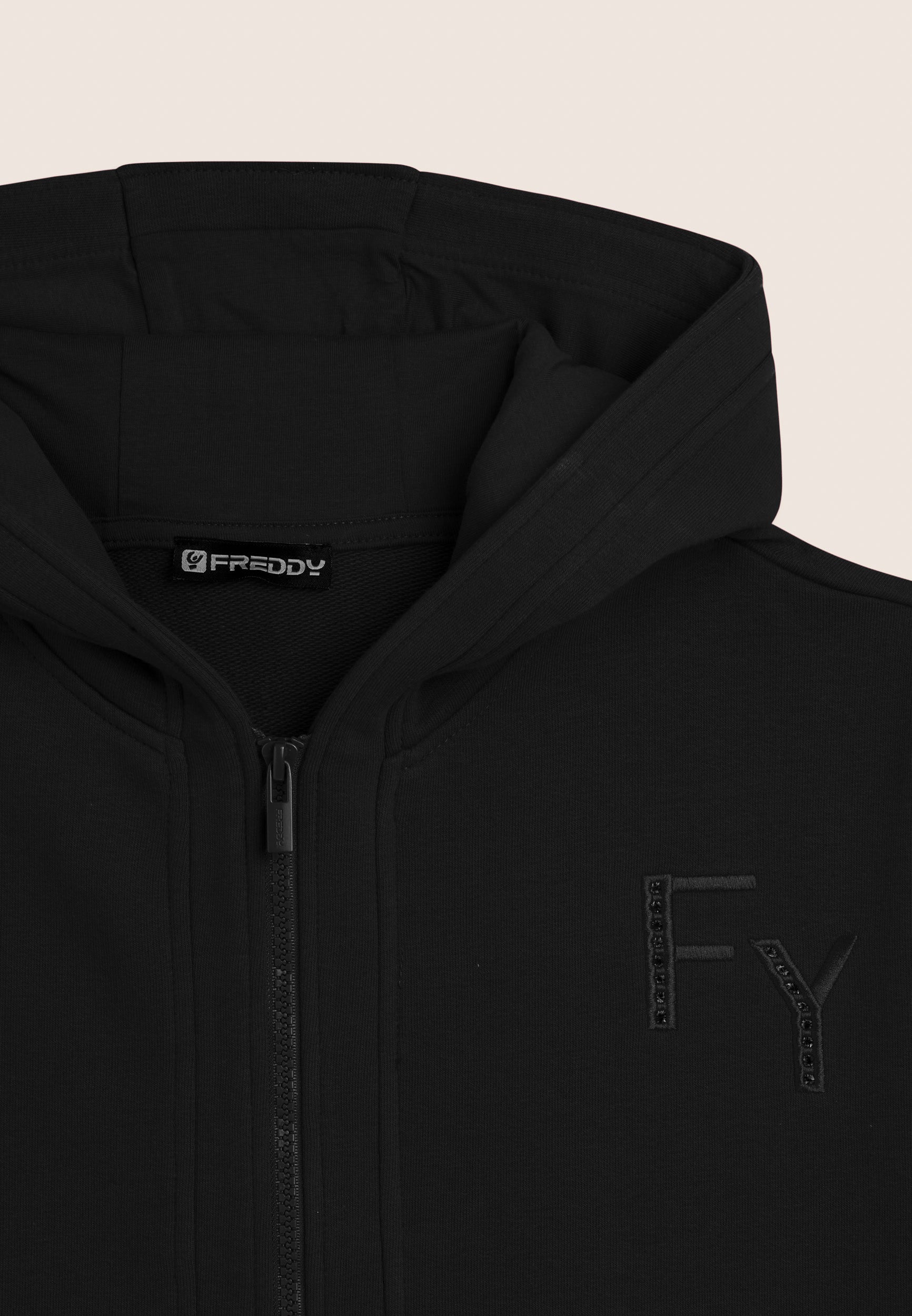freddy-felpa-donna-con-cappuccio-zip-intera-e-dettagli-ricamati image 8
