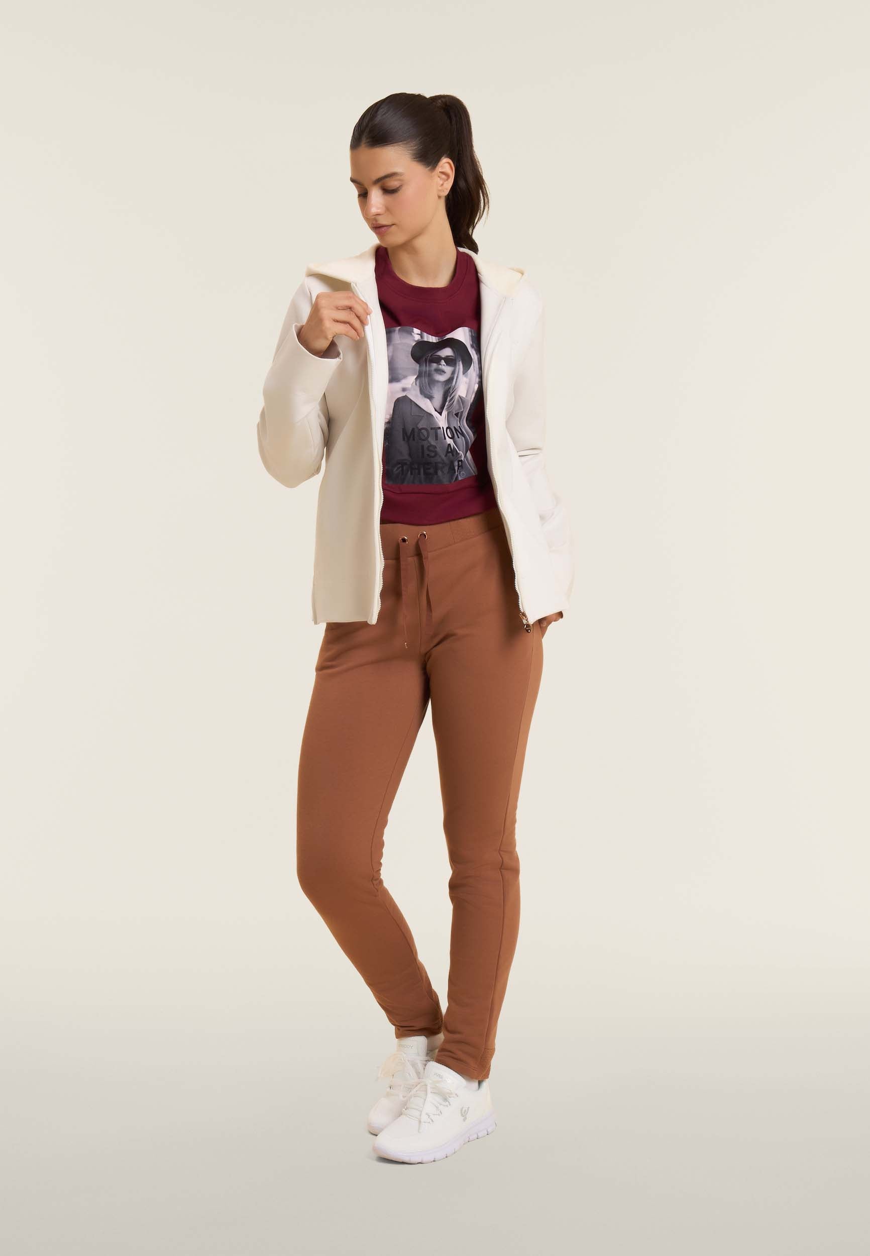 freddy-felpa-full-zip-donna-con-cappuccio-in-ciniglia-e-viscosa image 2