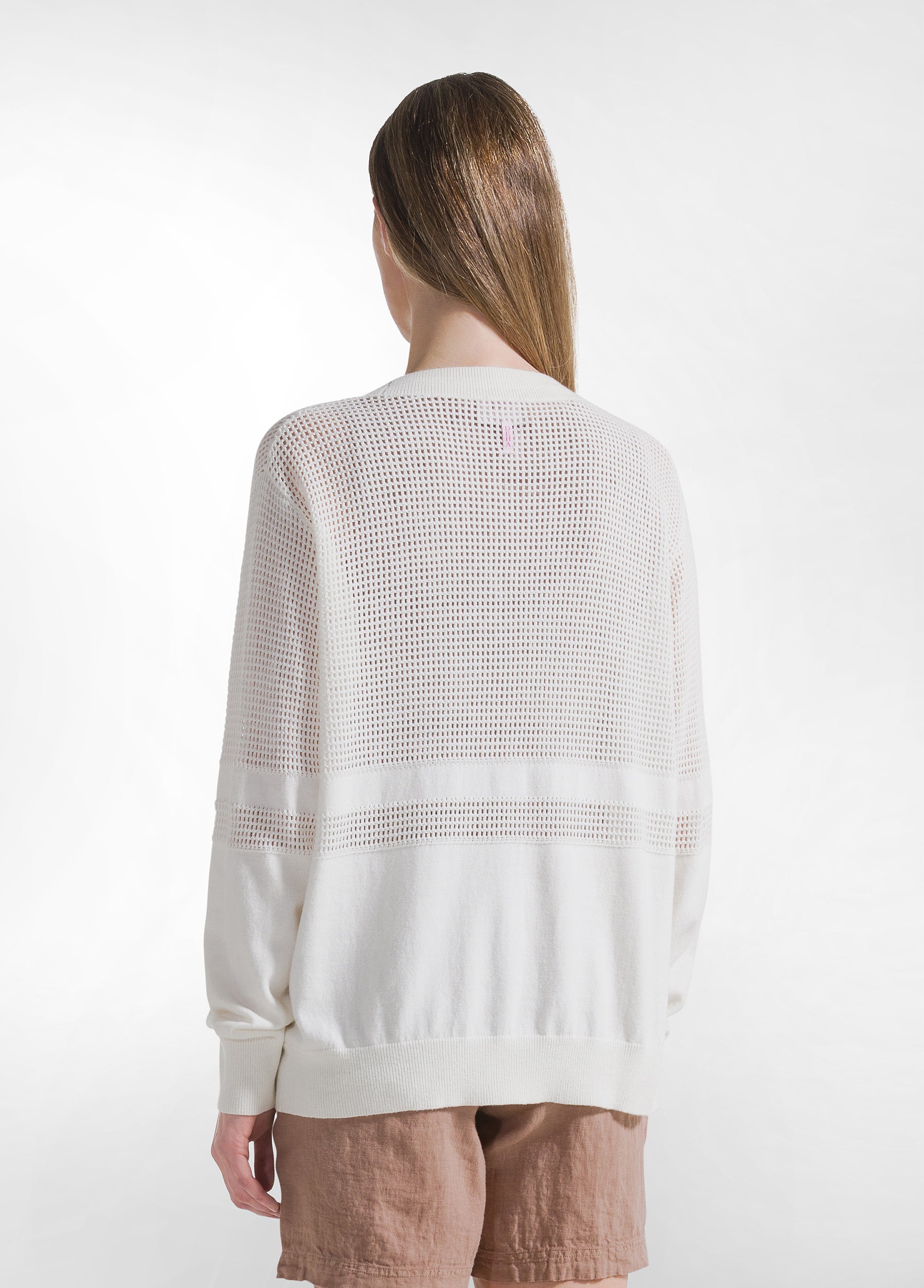 deha-d42422-cardigan-in-maglia-cotone-effetto-rete-bianco image 2